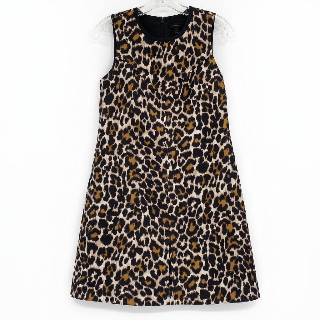 J. Crew Black Brown Leopard Mini Shift Dress