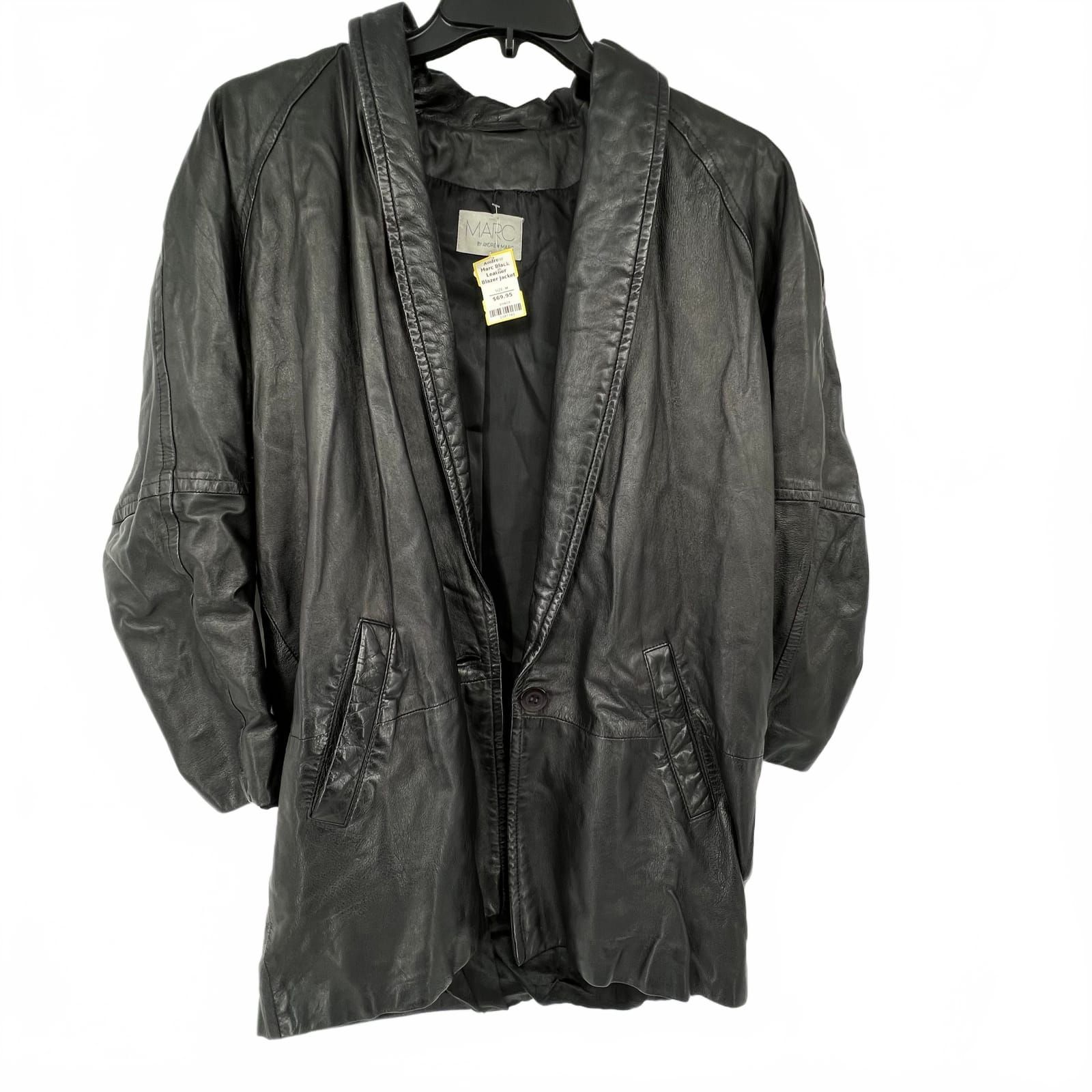 Andrew Marc Black Leather Blazer Jacket