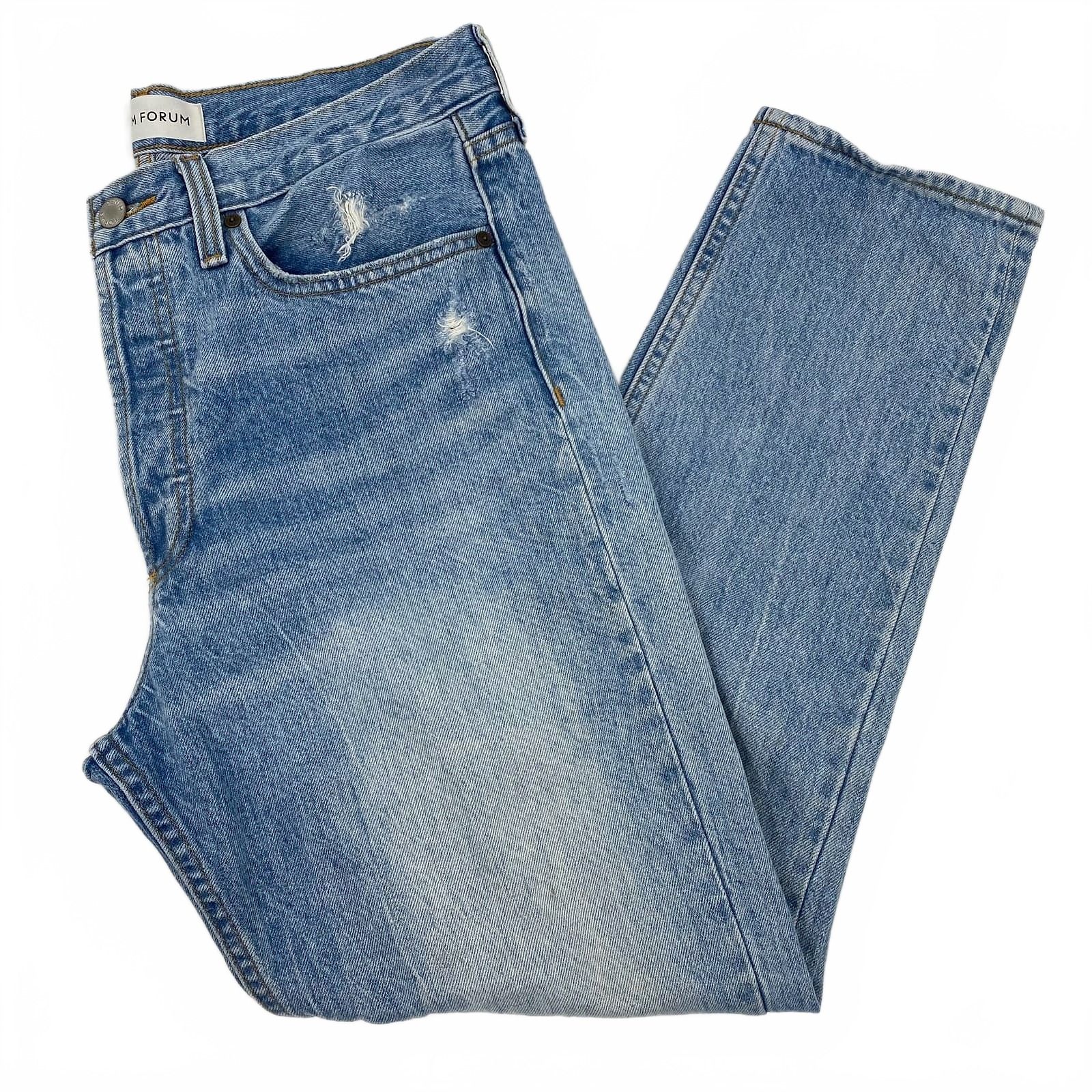 Denim Forum Blue Boyfriend Jeans Light Wash Ex Boyfriend