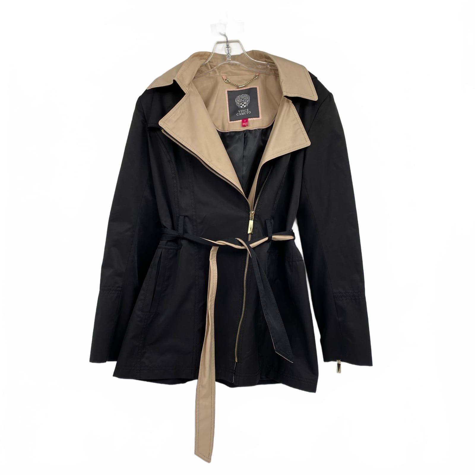 Vince Camuto Black Cotton-Blend Trench Coat