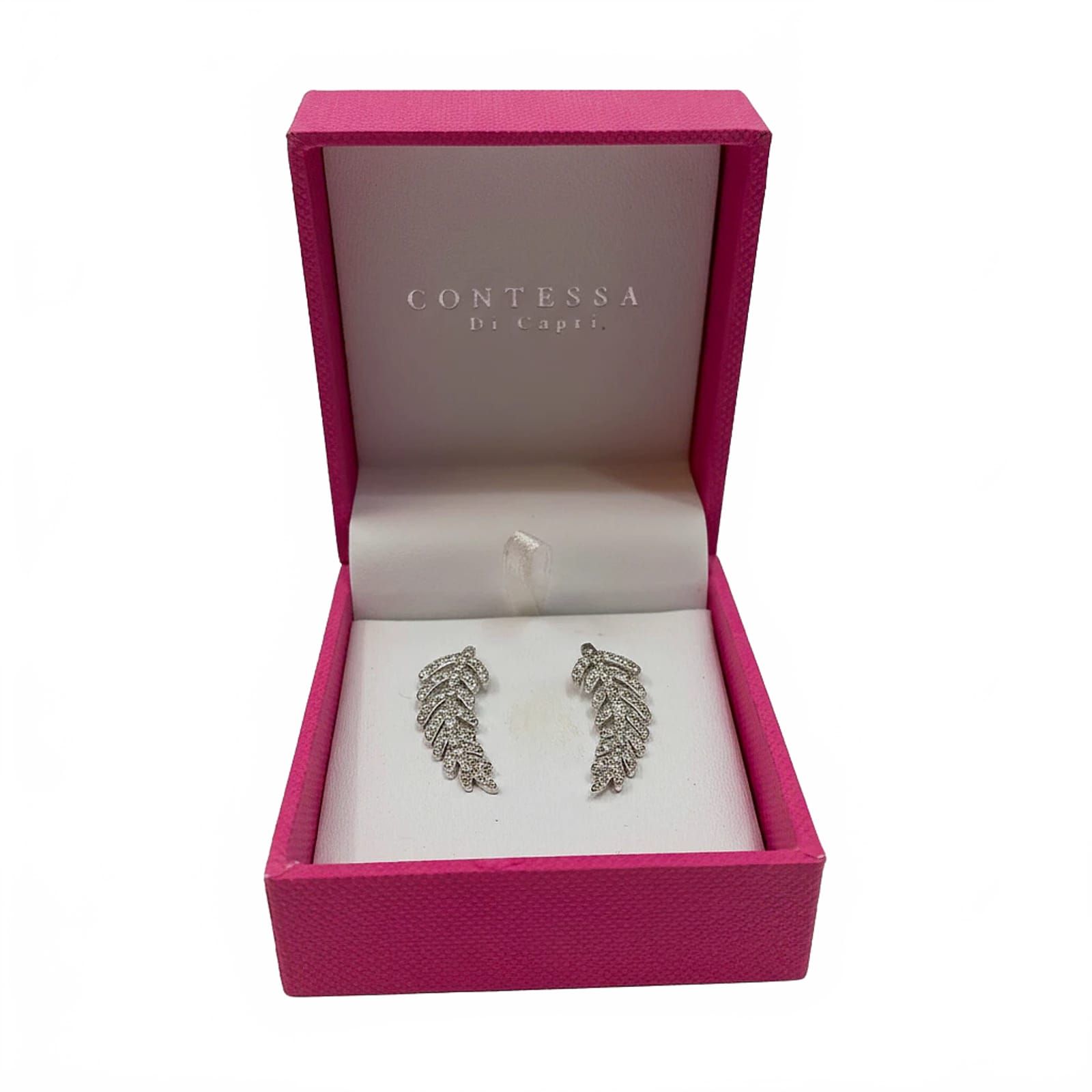 Contessa Di Capri Silver Sterling Leaf Earrings
