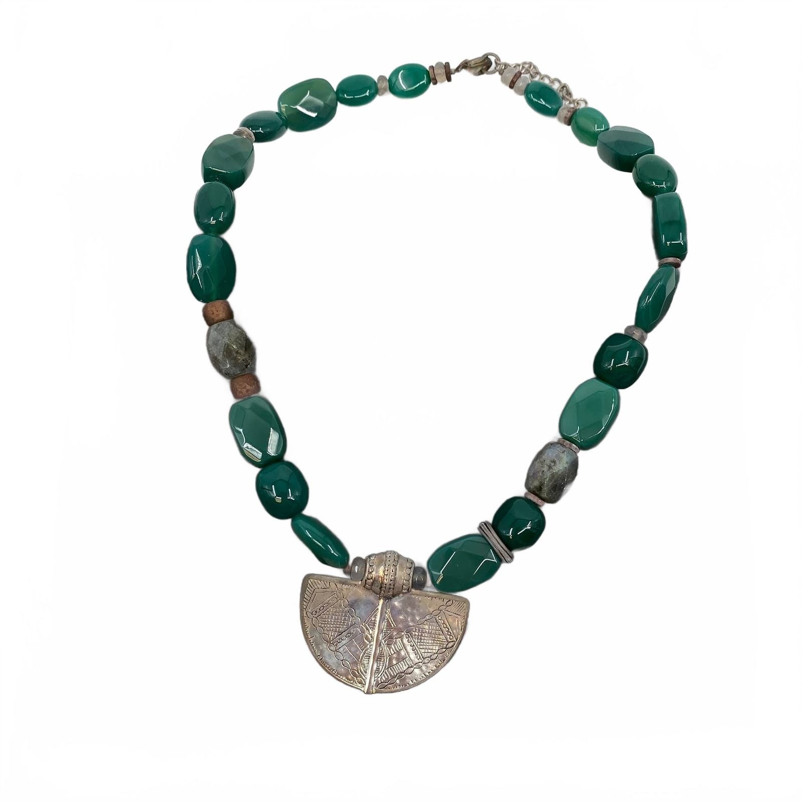 Silpada Green Silver Agate Bead Pendant Necklace