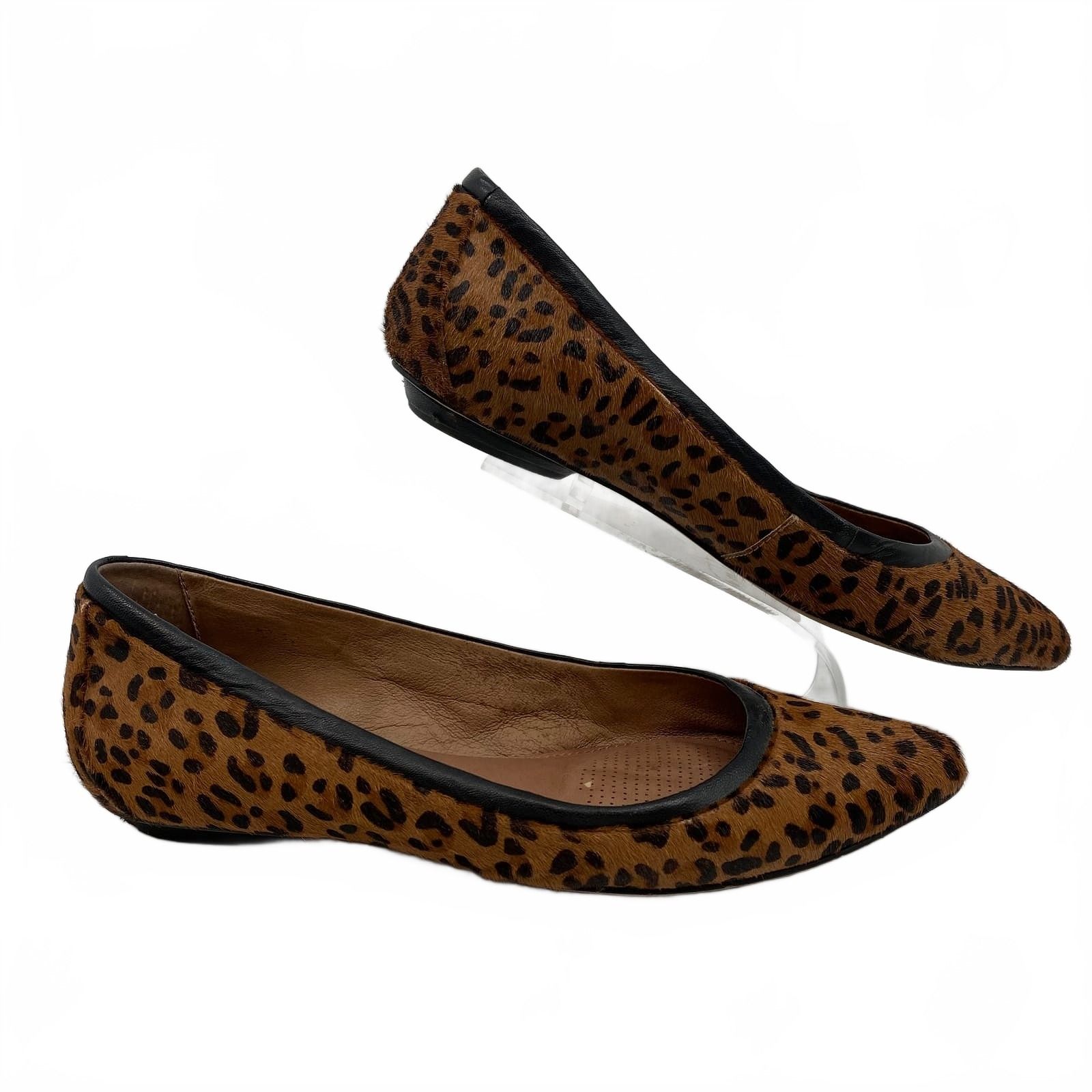 Corso Como Brown Black Leopard Print Faux Fur Flats