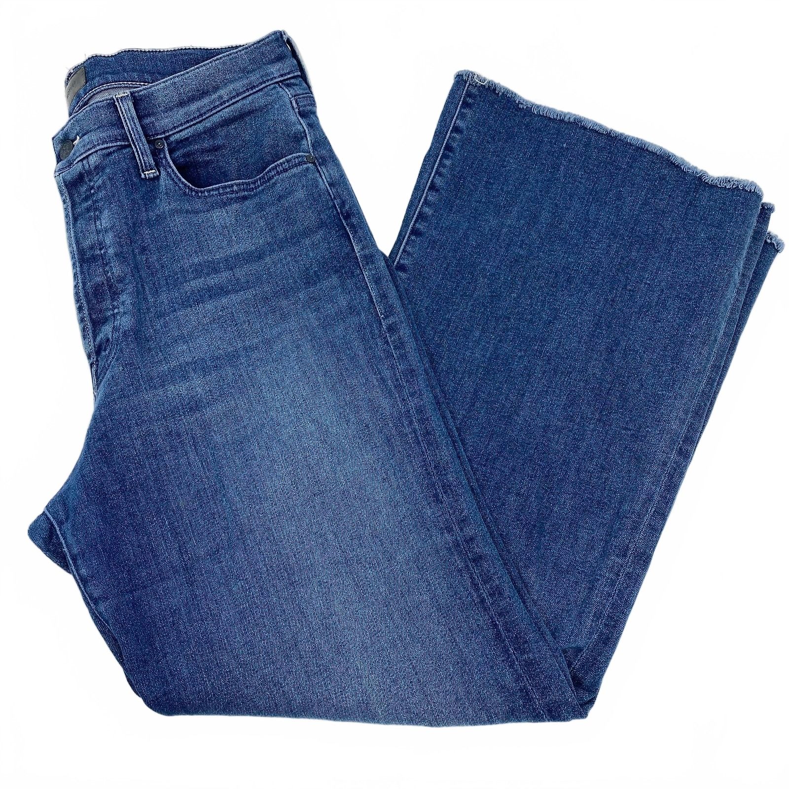 MOTHER Blue Jeans Dark Wash Tomcat Roller Fray Flare