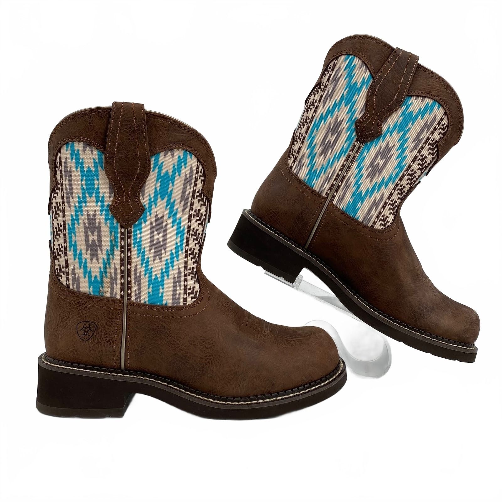 Ariat Brown Blue Aztec Pattern Western Boots