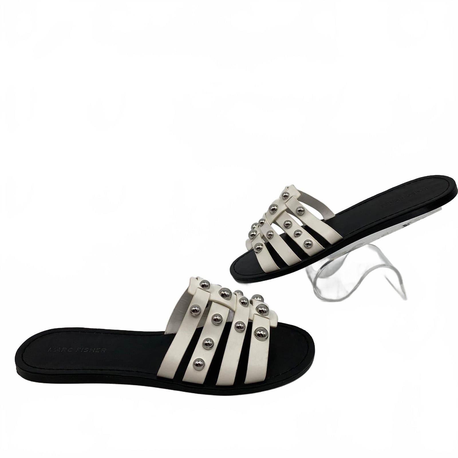 Marc Fisher White Faux Leather Sandals