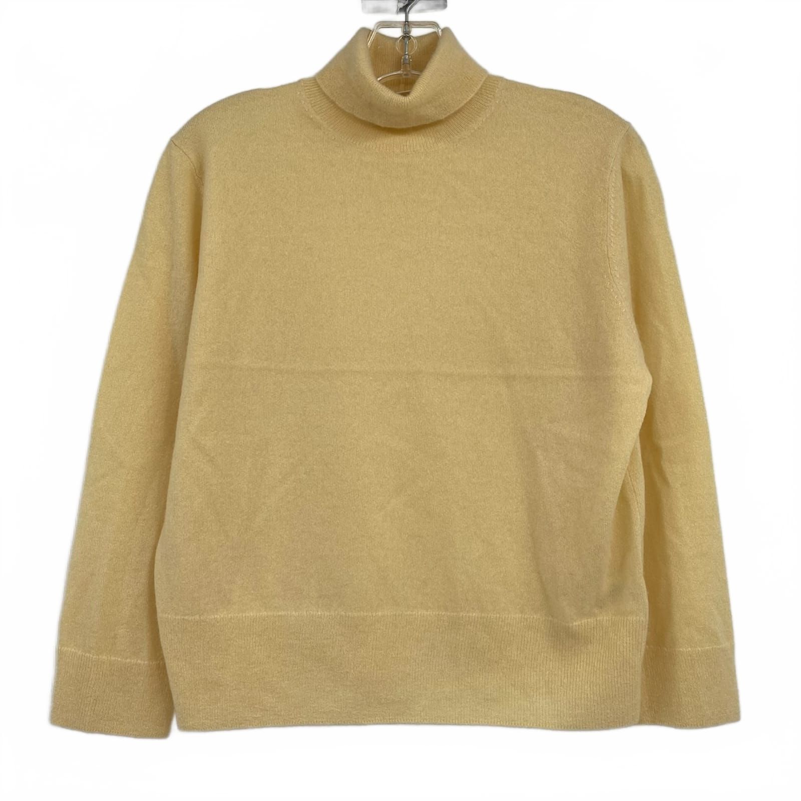 Vince Butter Yellow Cashmere Silk Blend 3/4 Sleeve Turtleneck Sweater