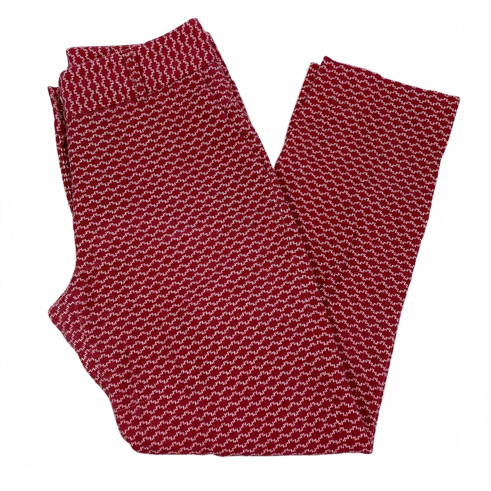 Piazza Sempione Red White Kim Patterned Ankle Trousers