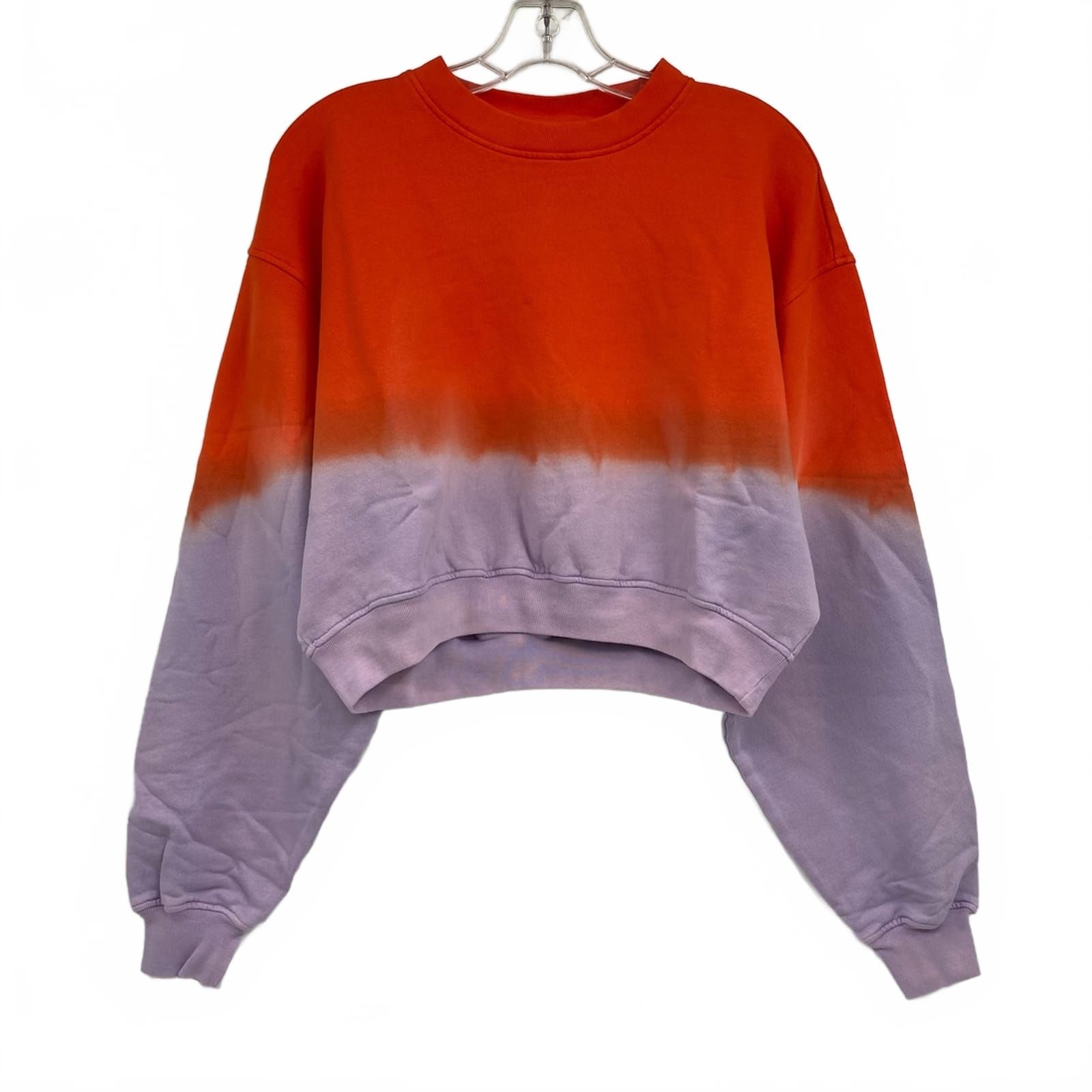 Frame Purple Orange Tie Dye Cropped Crewneck Sweatshirt