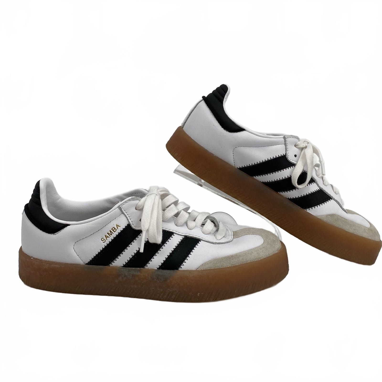 Adidas White Black Platform Samba Sneakers