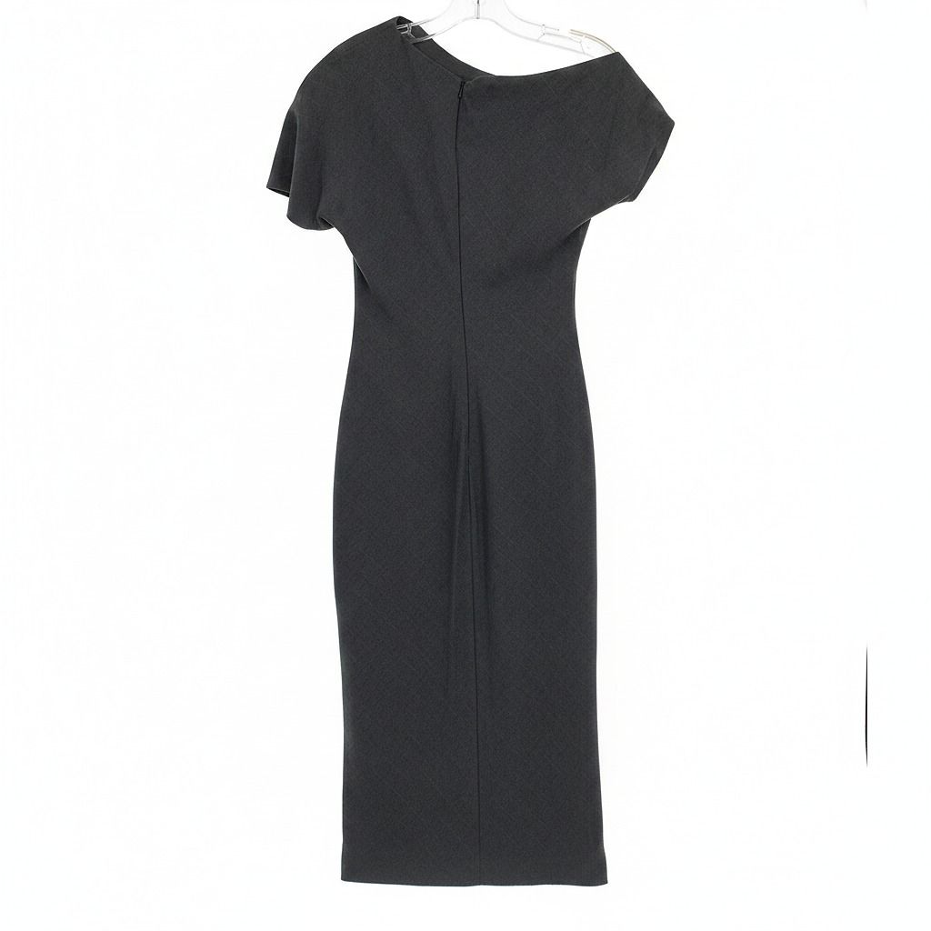 Mango Gray Silver Striped Off-the-Shoulder Midi Dress