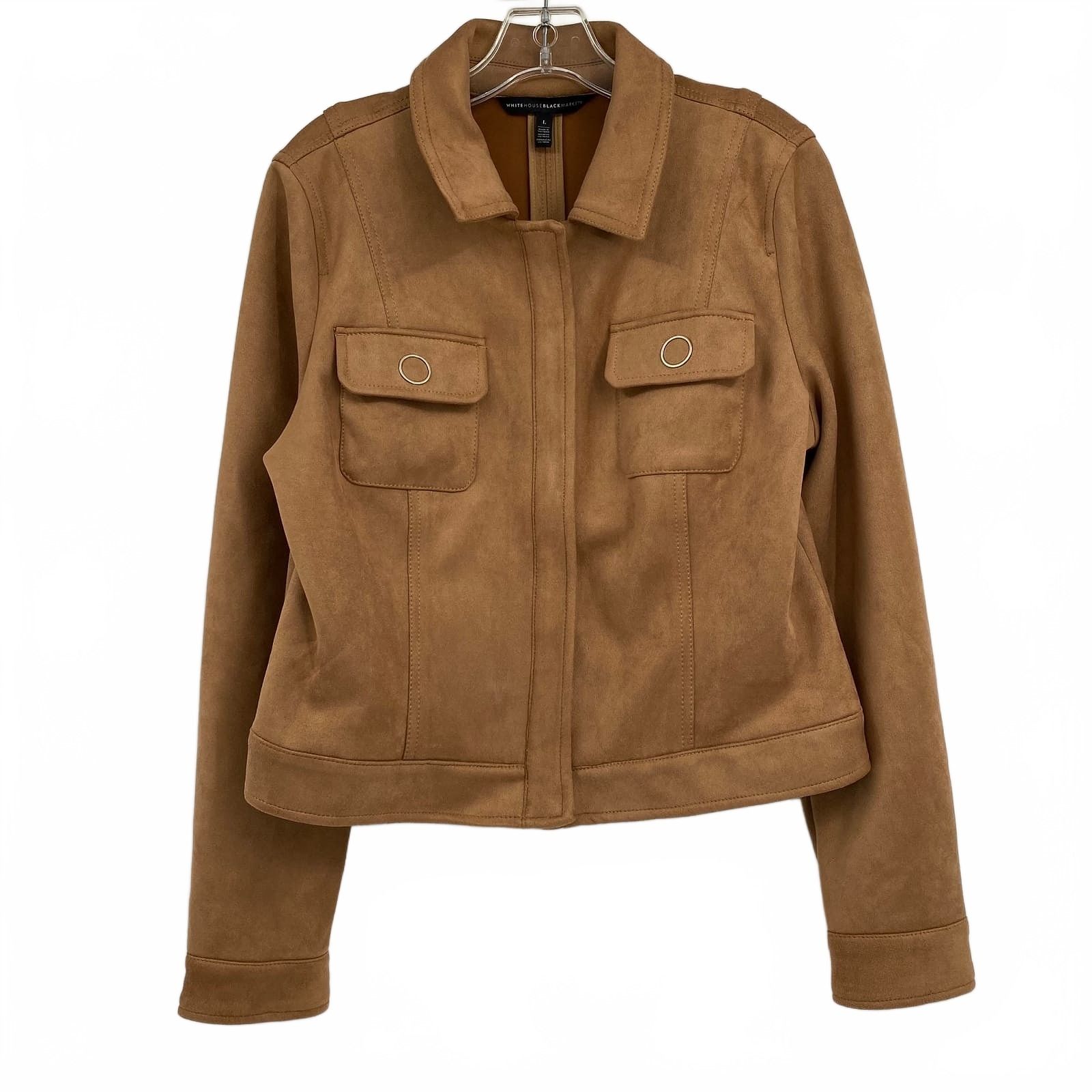 White House Black Market Brown Faux Suede Zip-Up Jacket