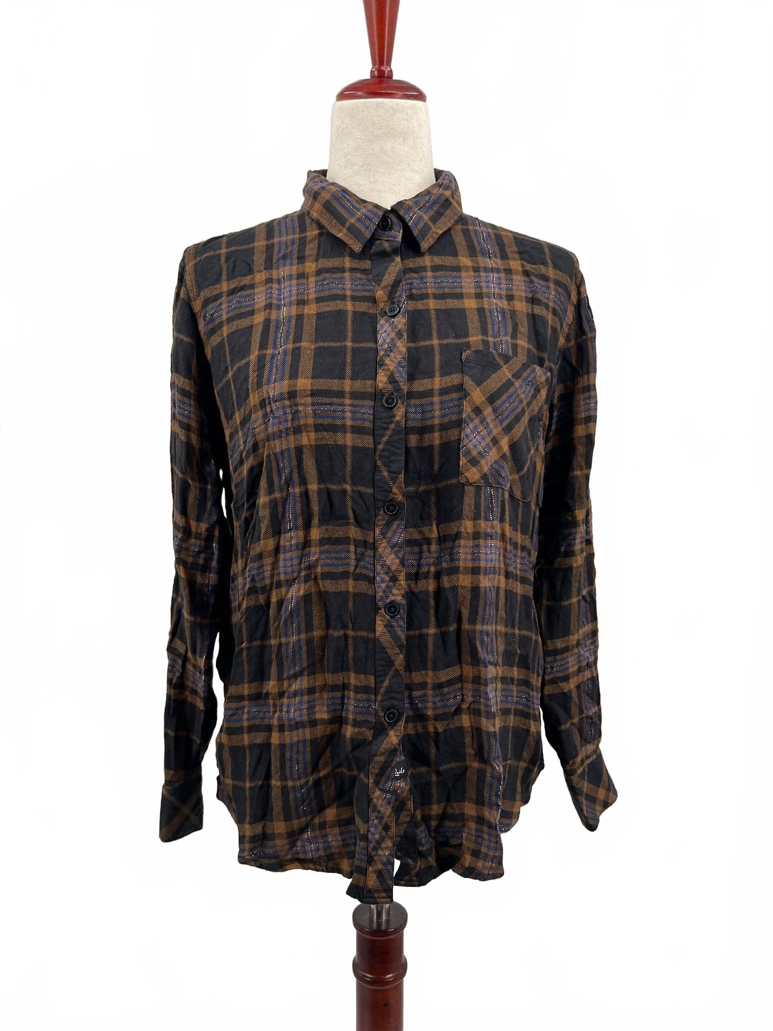 Rails Brown/Blue Plaid Button-Down Shirt