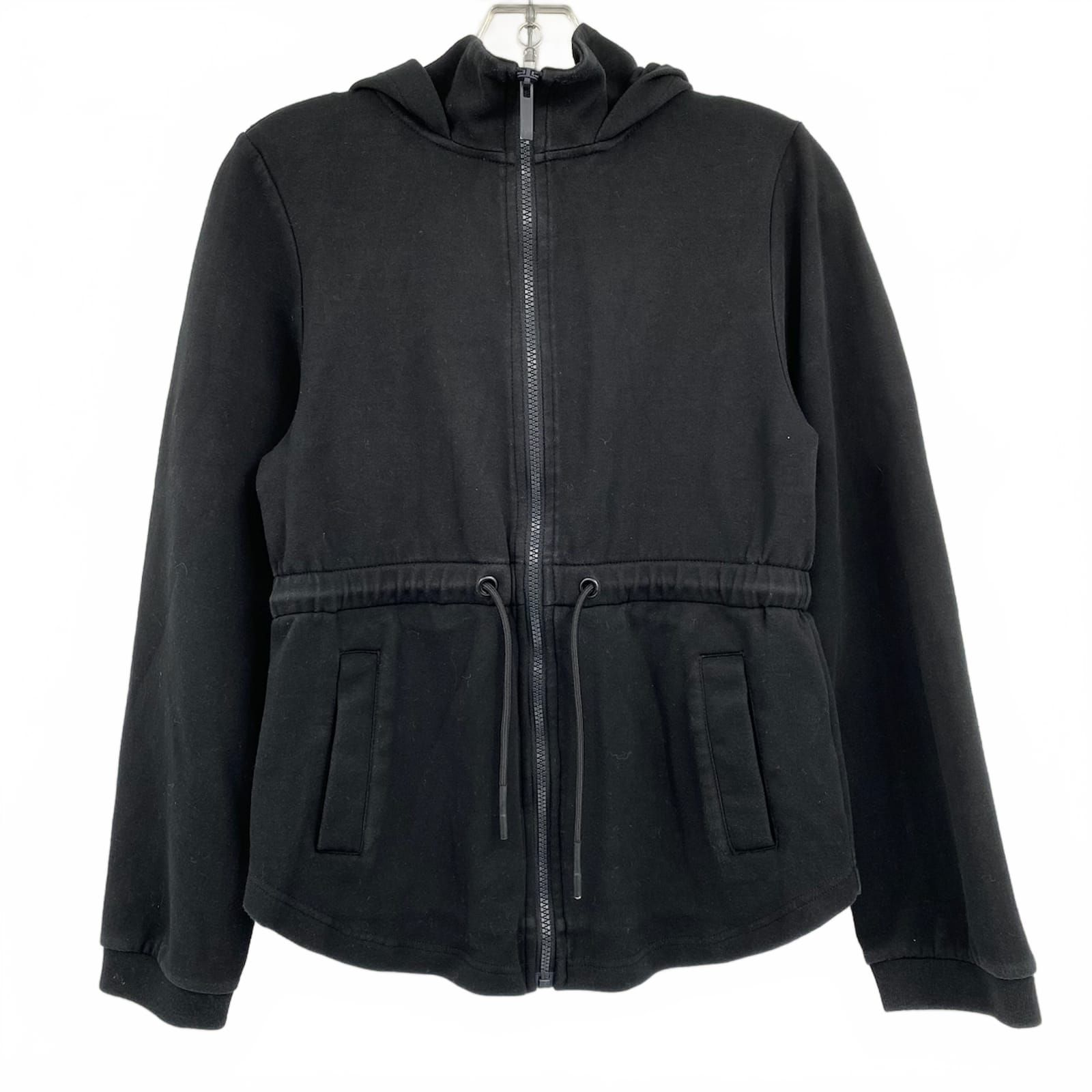 Varley Black Drawstring Zip-Up Sweatshirt