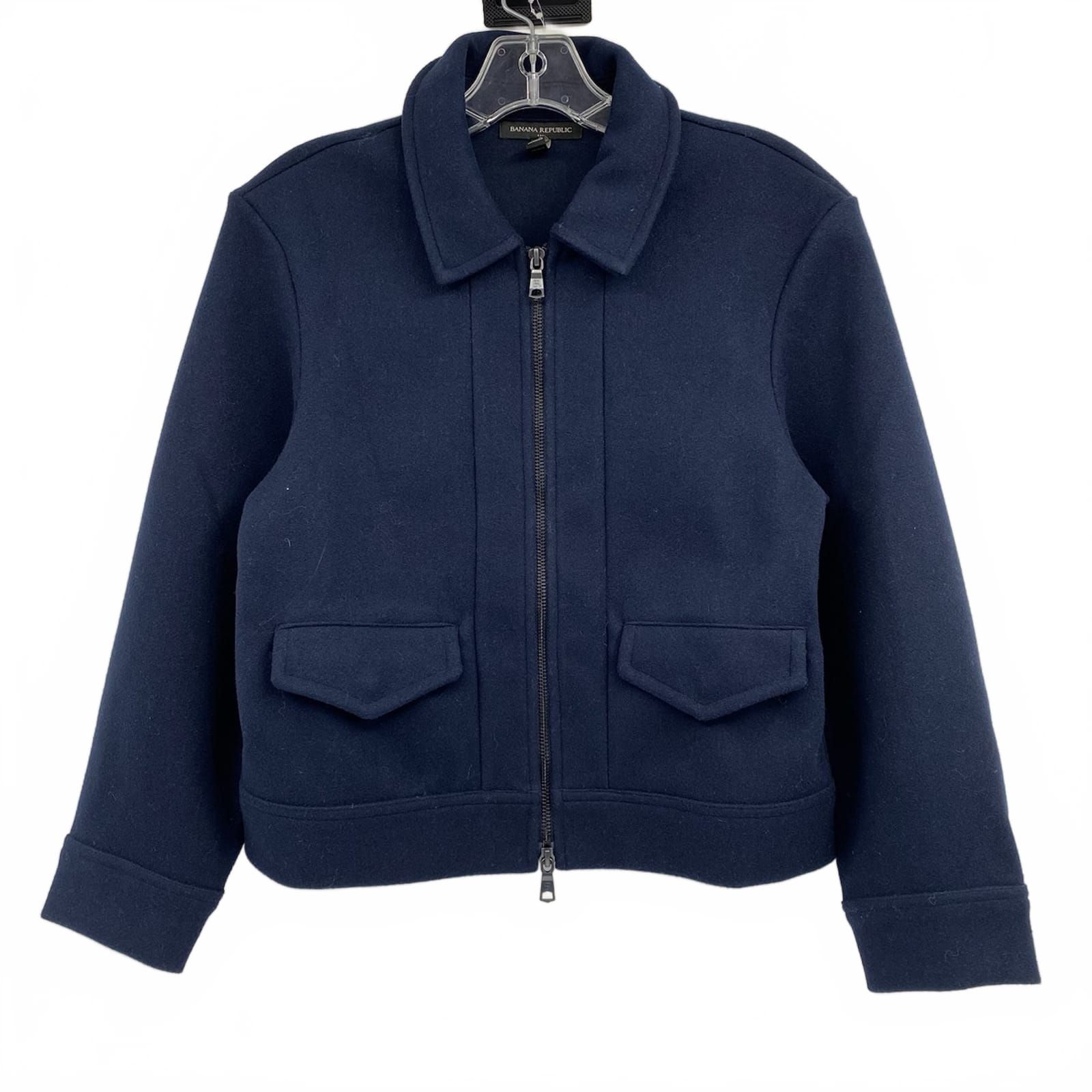 Banana Republic Navy Blue Zip-Up Collared Jacket