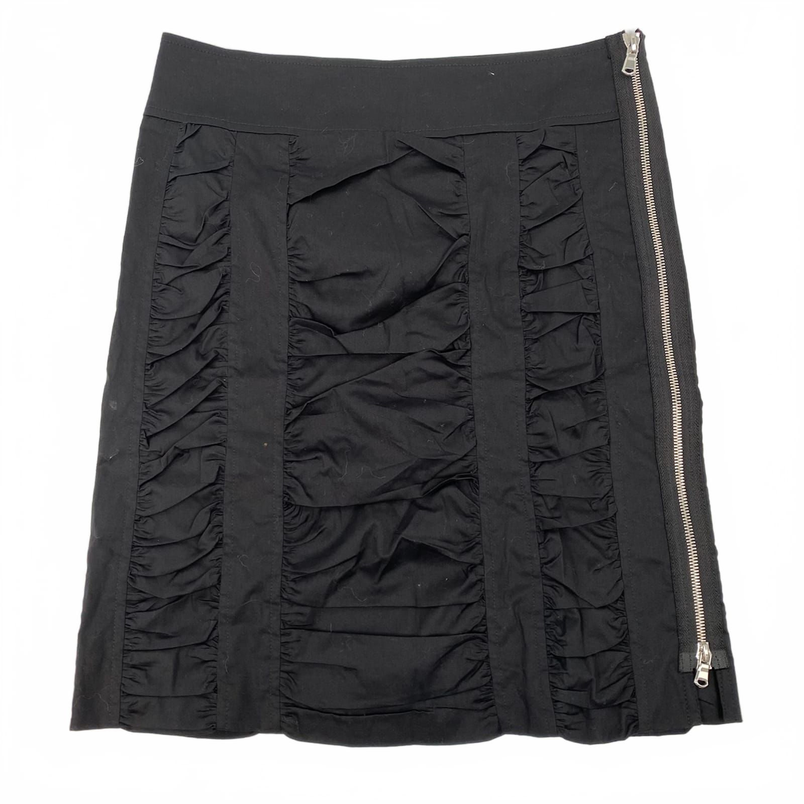 Pure Amici Black Ruched Zipper Accent Mini Skirt