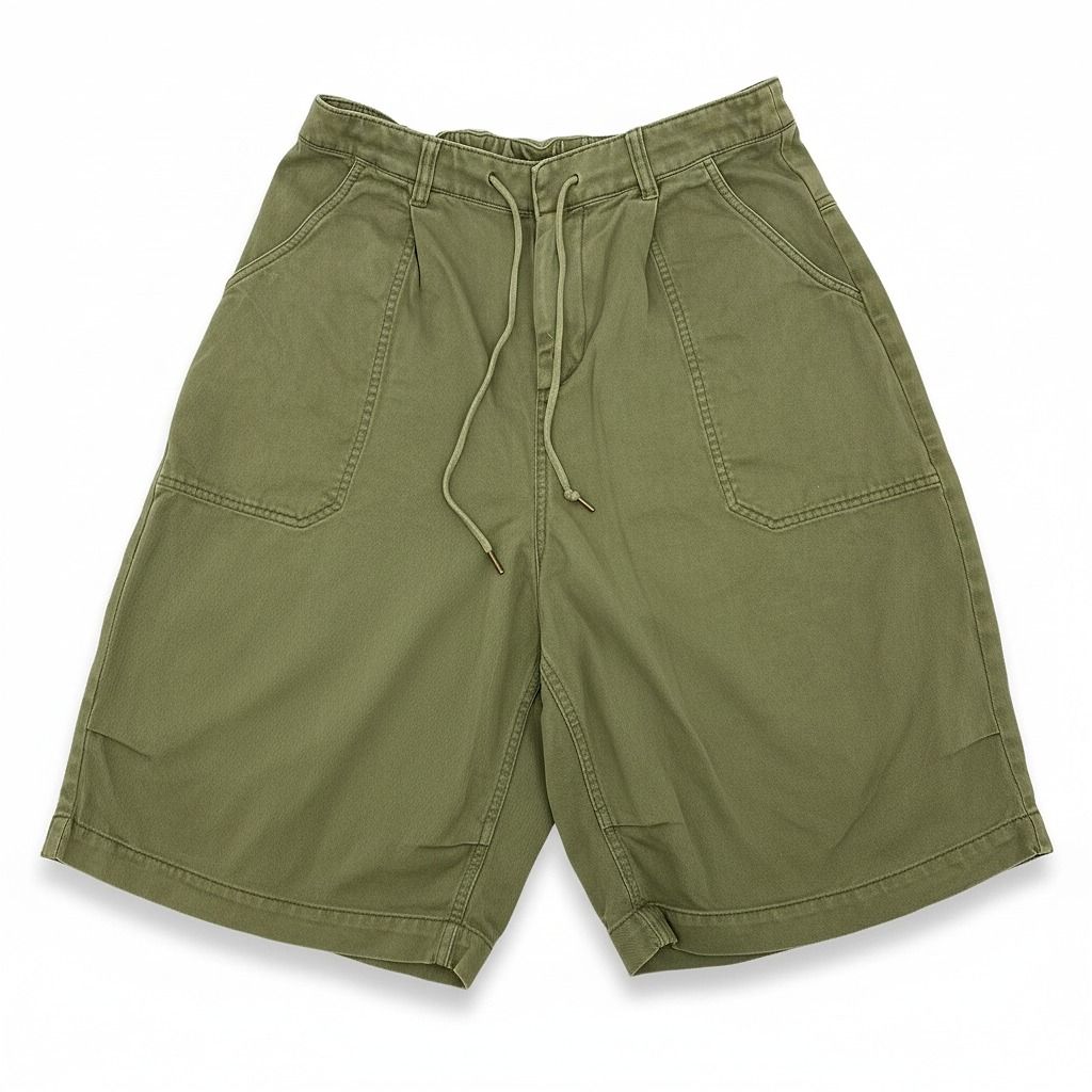 Anthropologie Green 100% Cotton Flat Front Shorts