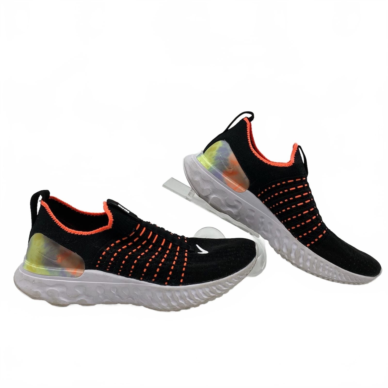 Nike Black Orange React Phantom Flyknit Slip-On Sneakers