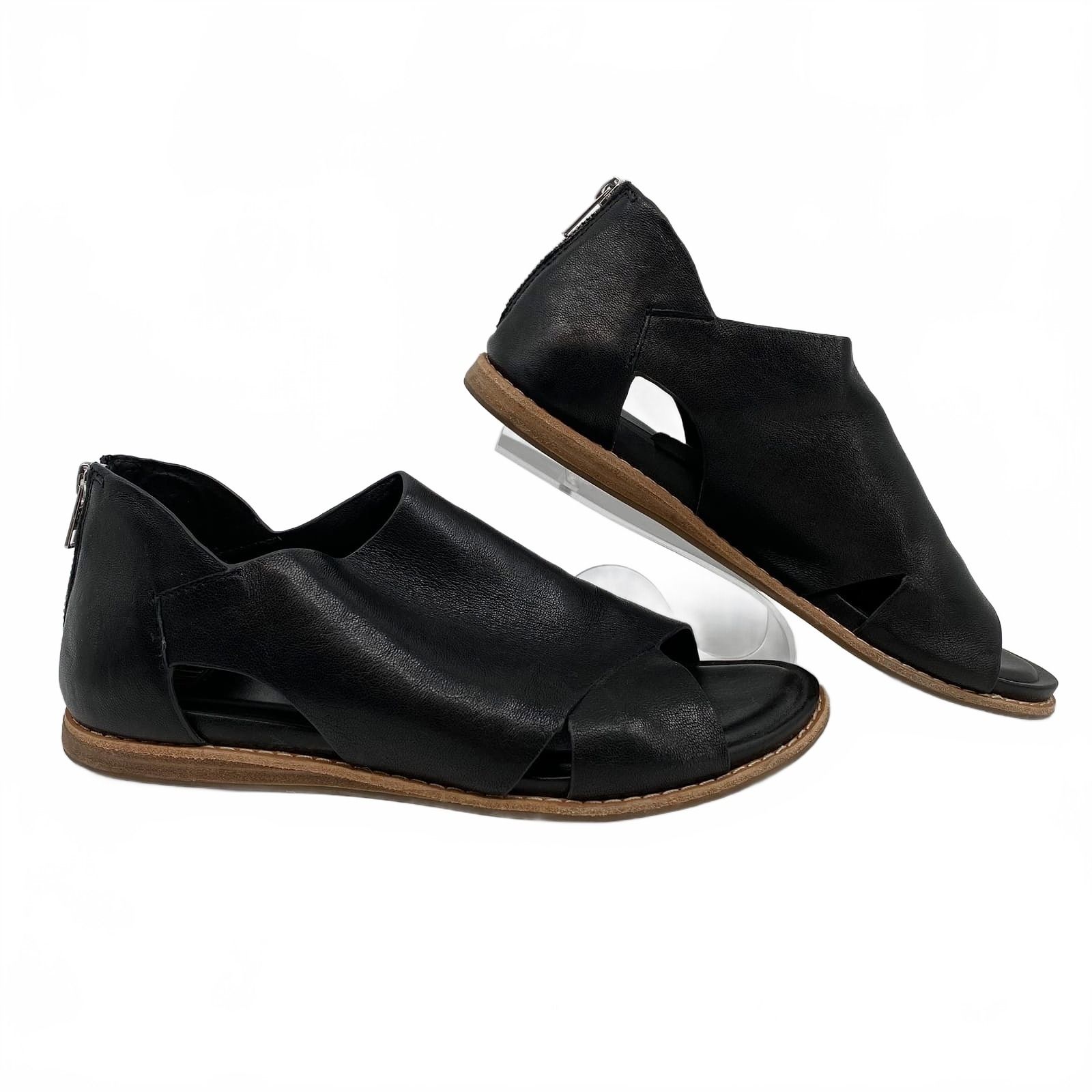 Sofft Black Leather Wrap Sandals