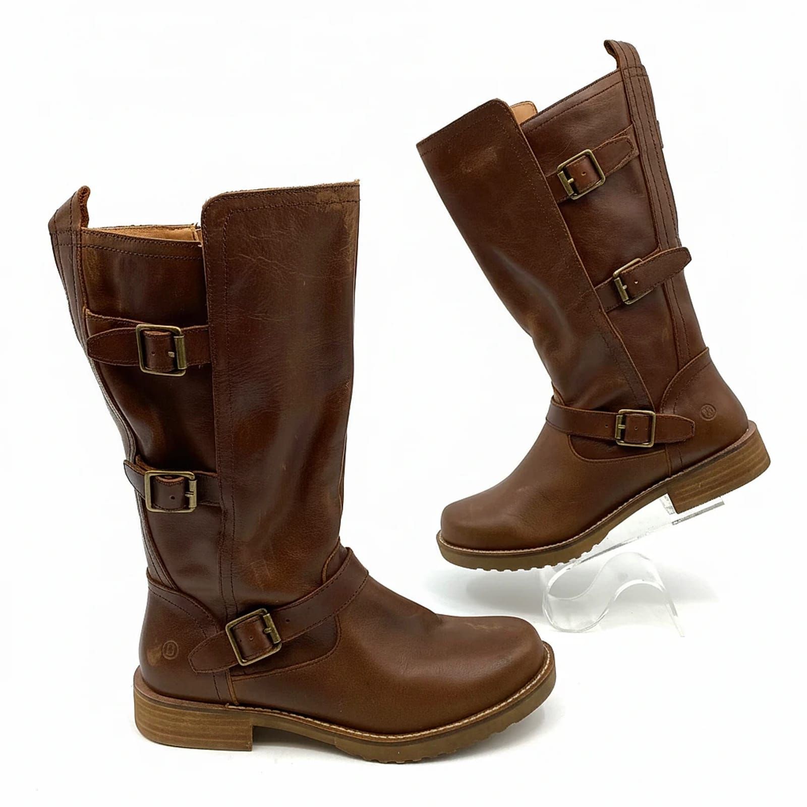 Dingo Brown Leather Combat Boots