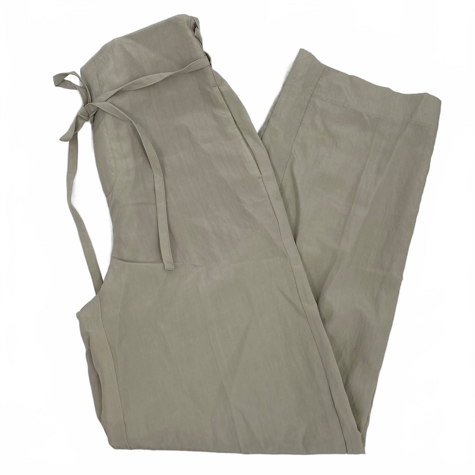 Vince Beige Straight Leg Pants Tie Waist Paperbag