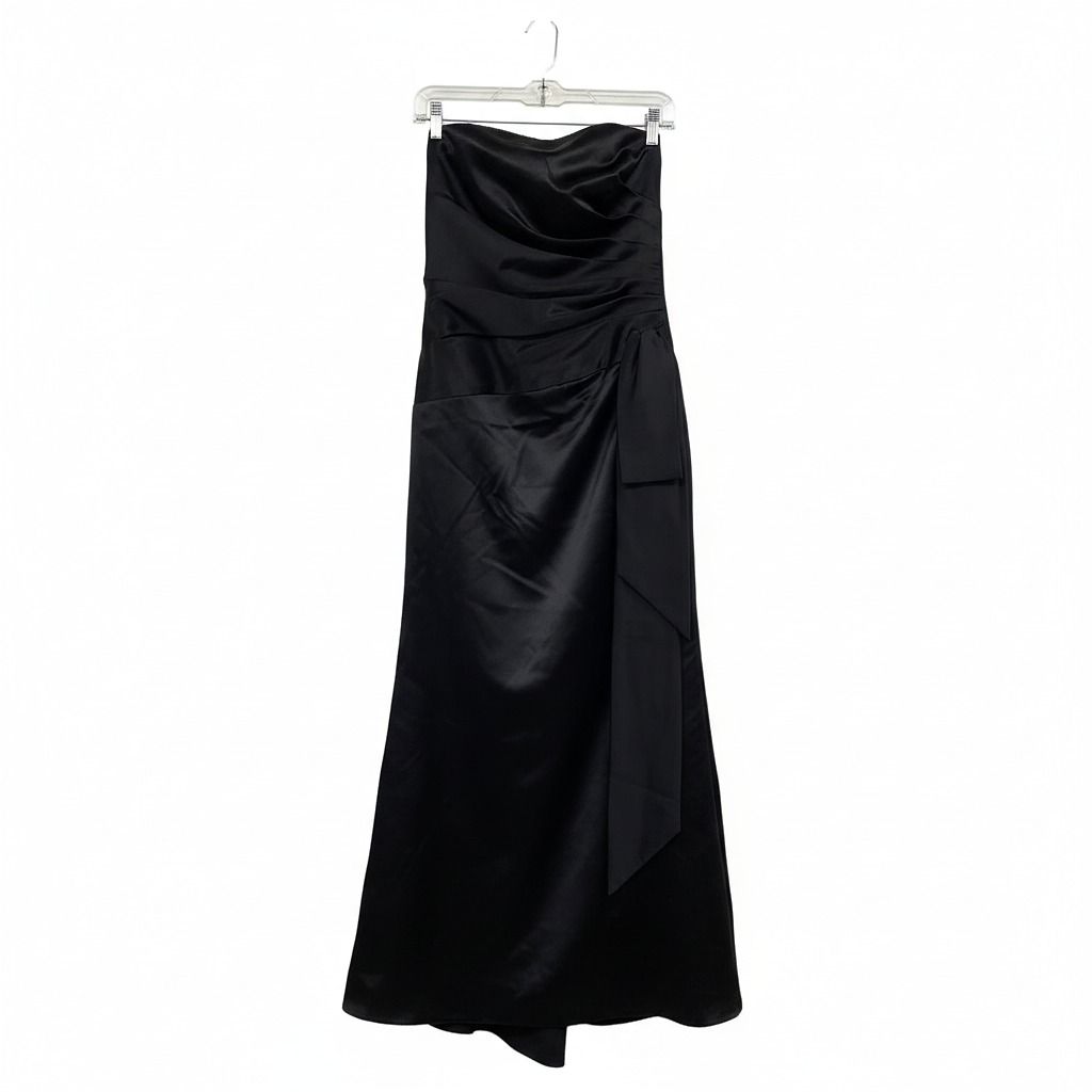 Dessy Collection Black Maxi Dress Satin Strapless