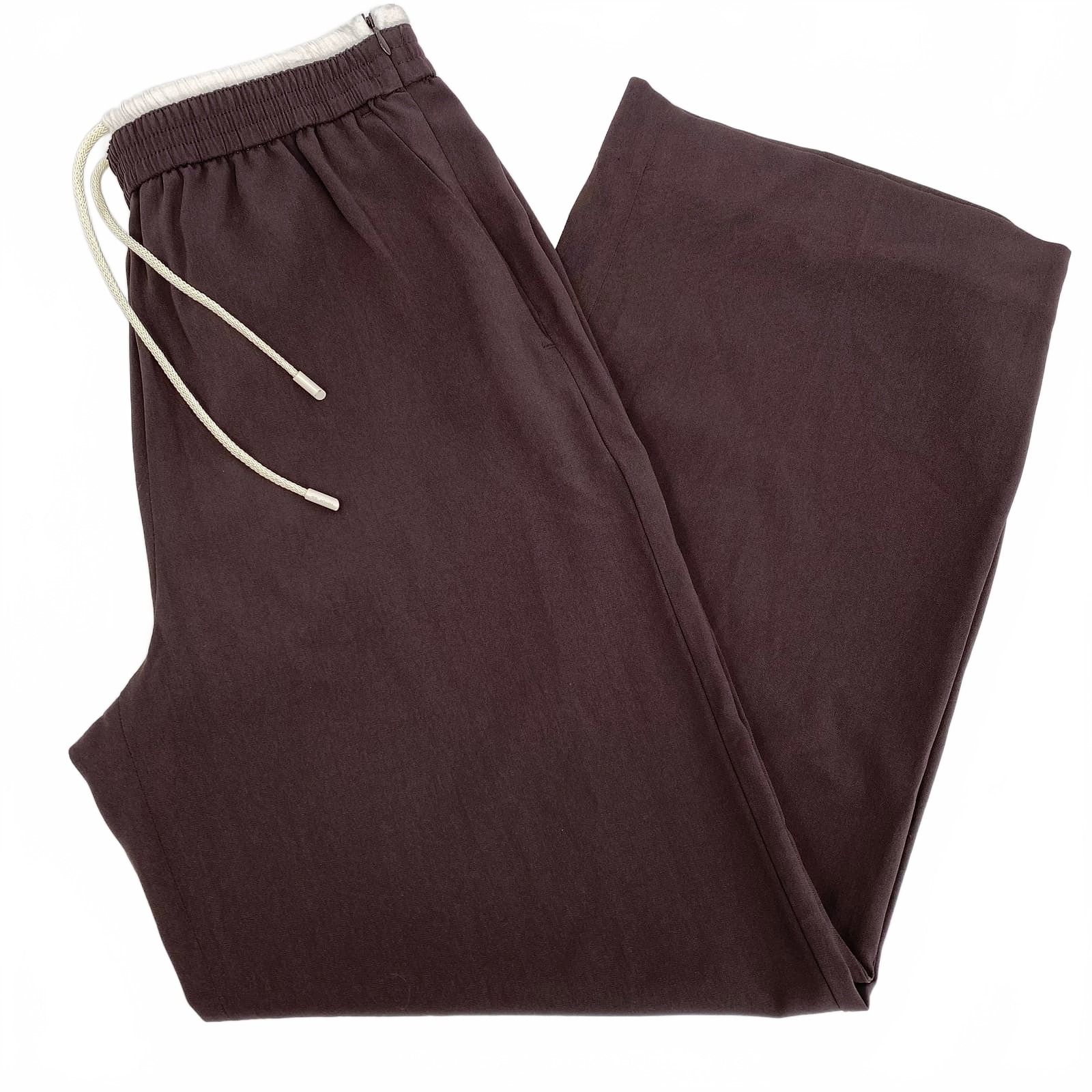 St. John Blue Label Brown White Drawstring Wide Leg Pants