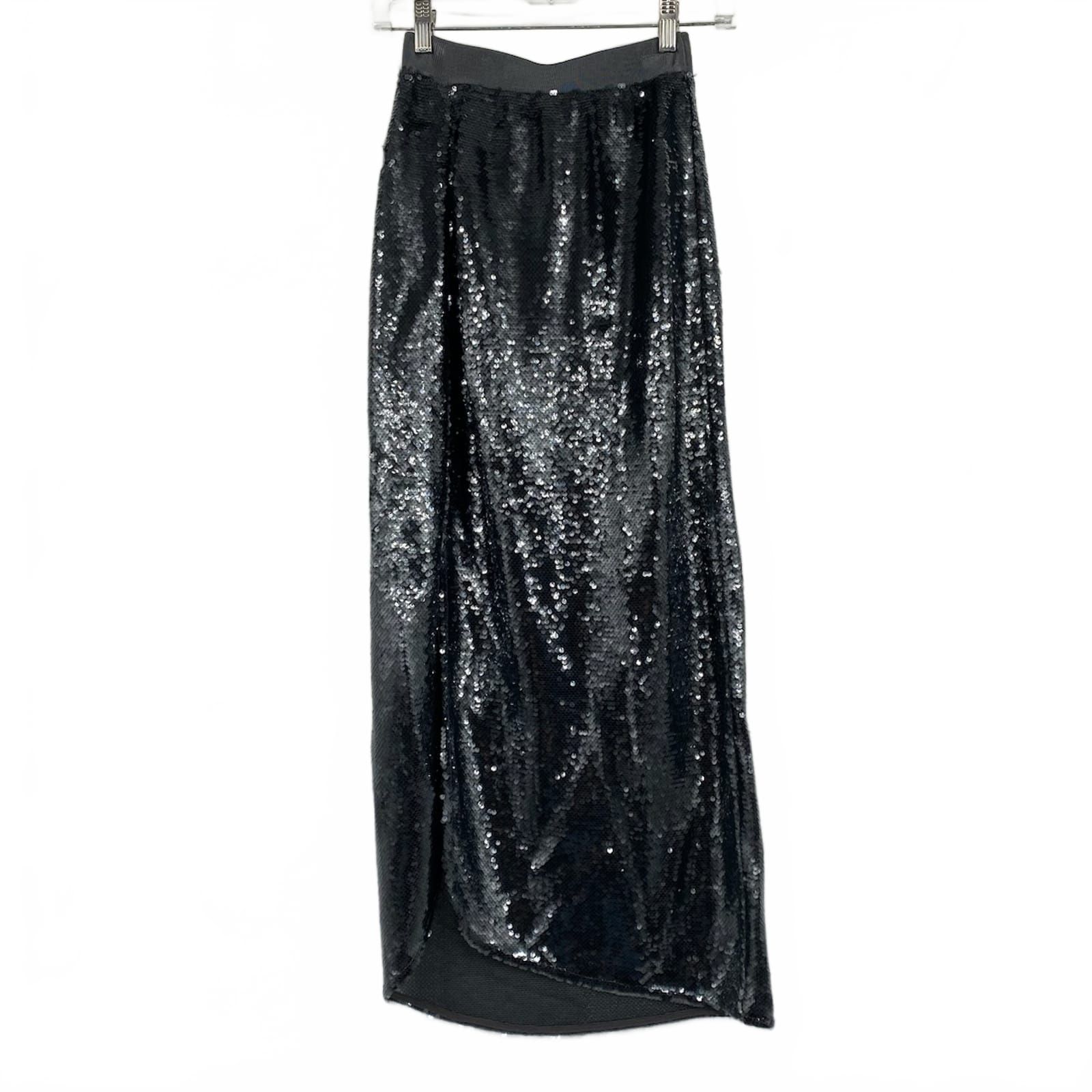 All Saints Gray Opal Sparkle Sequin Midi Skirt