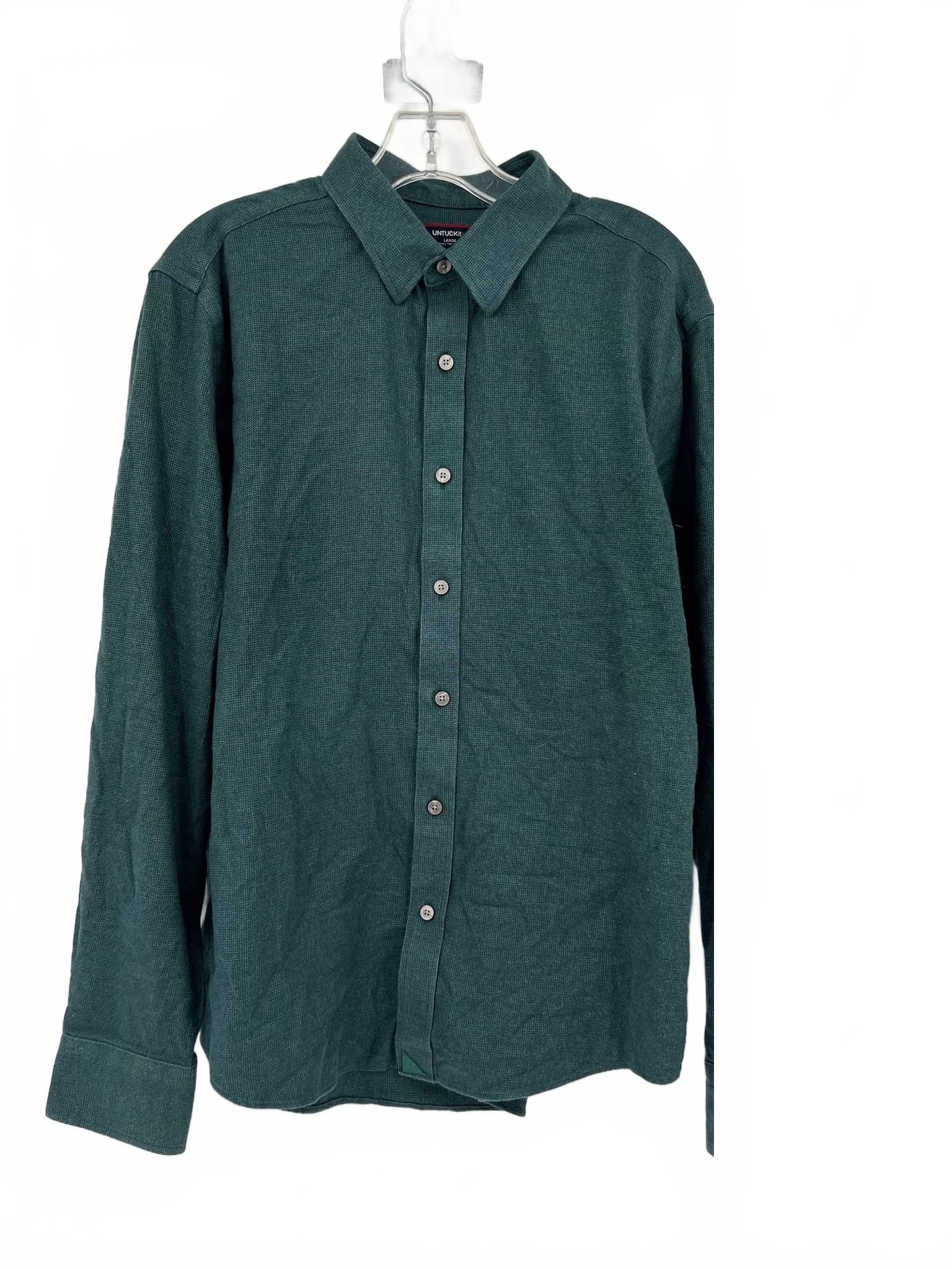 UNTUCKit Blue Green Button-Down Shirt Grid Pattern