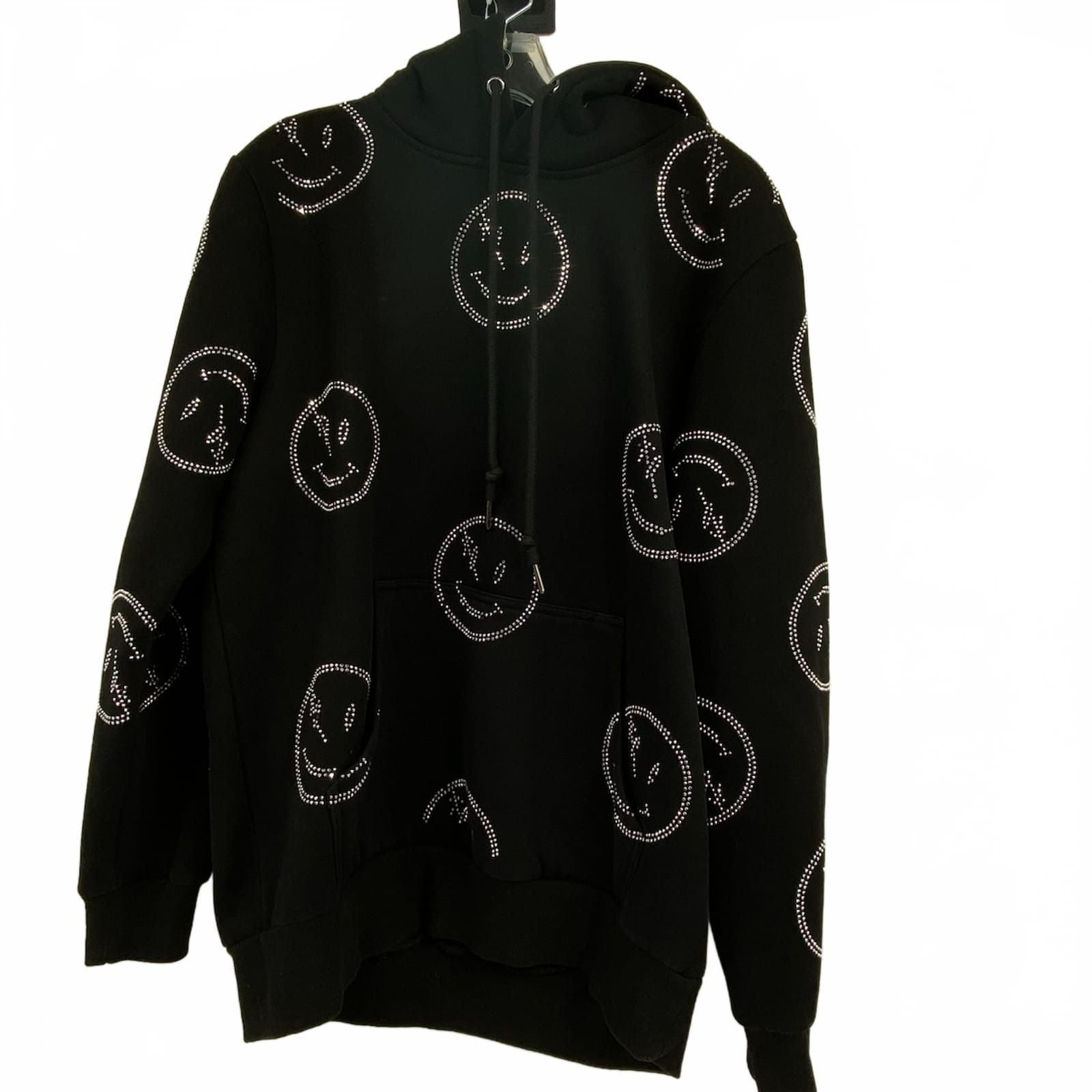 Retrovert Black Sequin Smiley Hoodie