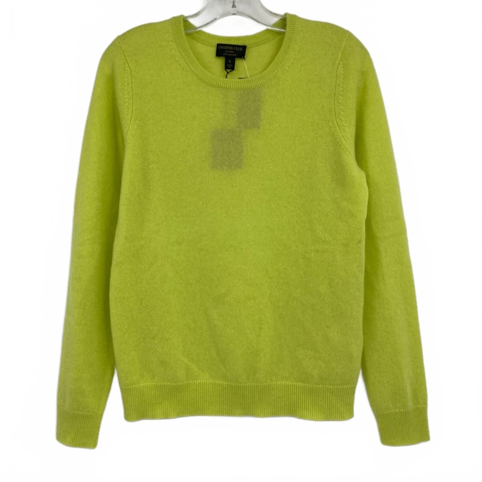 Charter Club Lime Green Cashmere Knit Crewneck Sweater