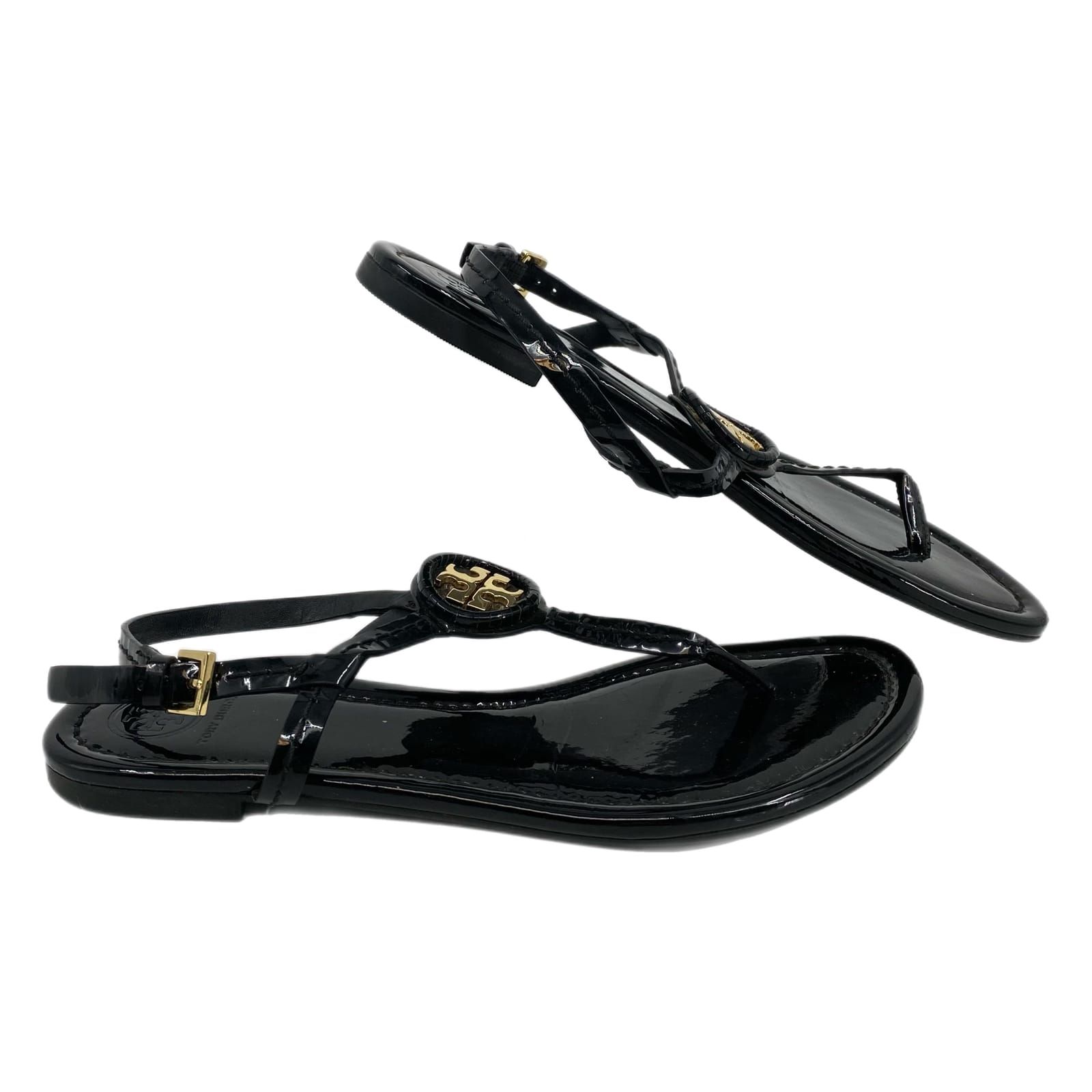 Tory Burch Black Gold Open Toe Sandals