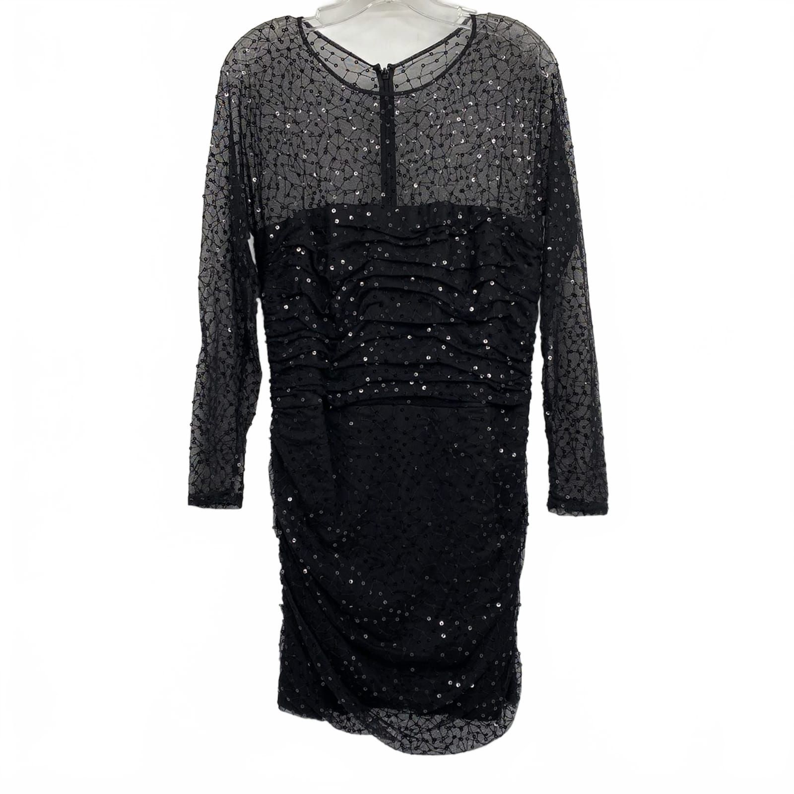 Tadashi Shoji Black Sequin Mesh Top Mini Dress