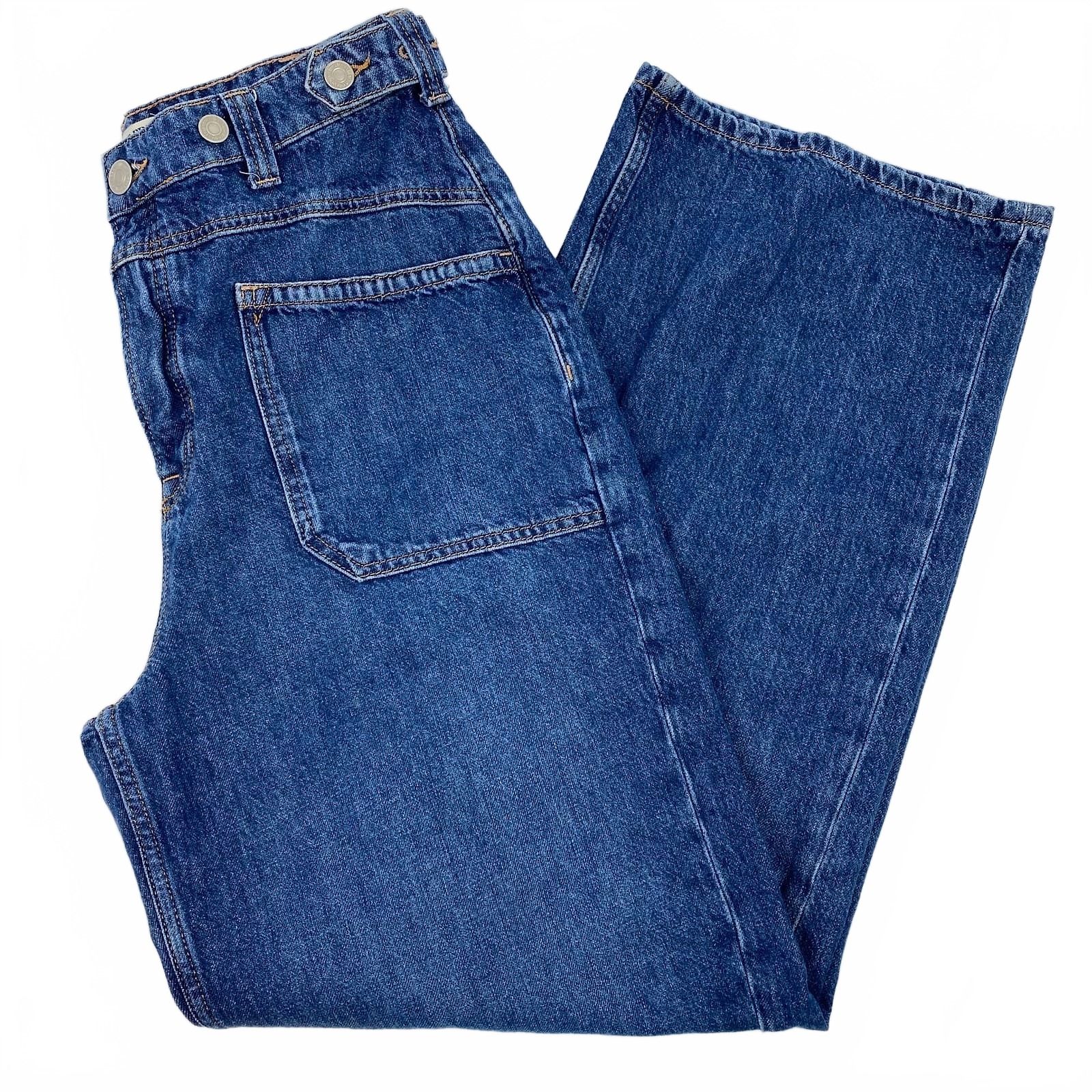 We The Free Dark Wash Adjustable Waist Wide Leg Jeans