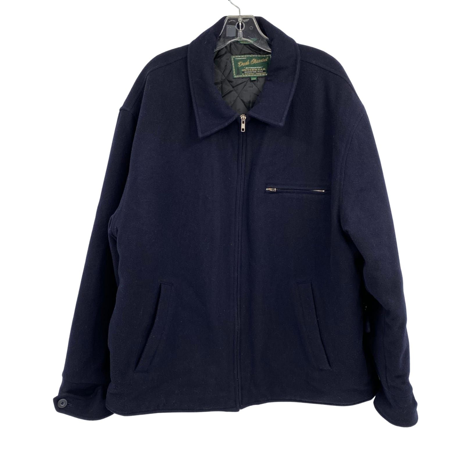 Dash Classic Blue Wool Blend Zip Up Coat