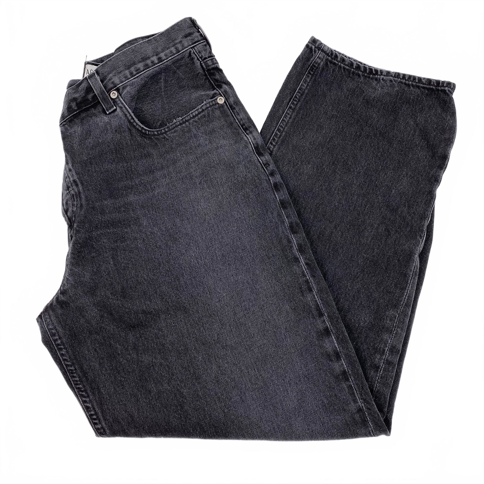 Agolde Black Criss Cross Front Straight Leg Jeans