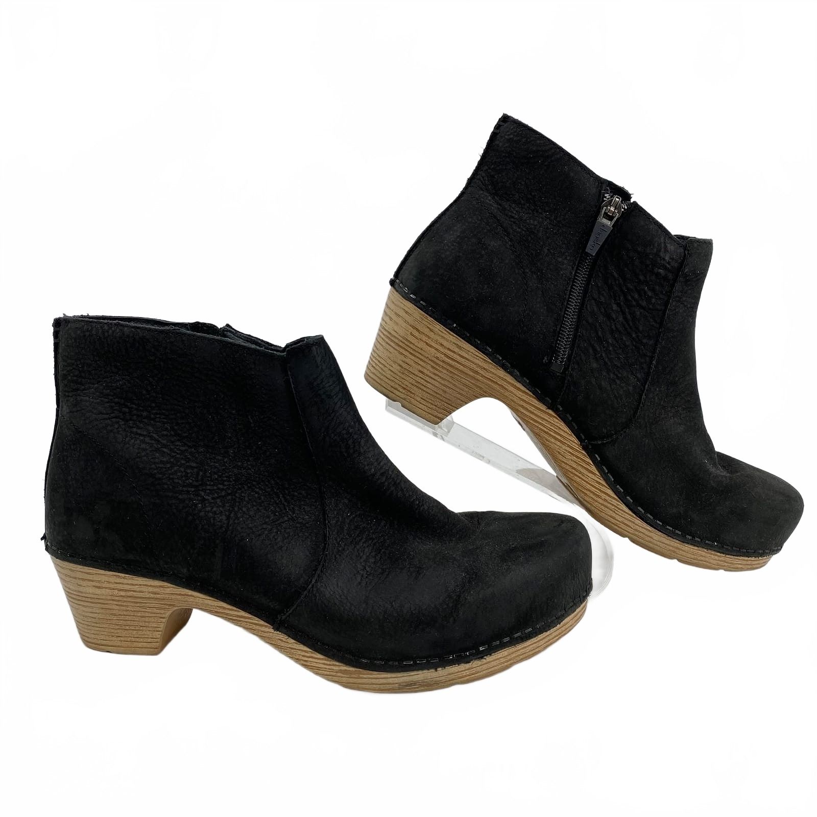 Dansko Black Leather Ankle Boots