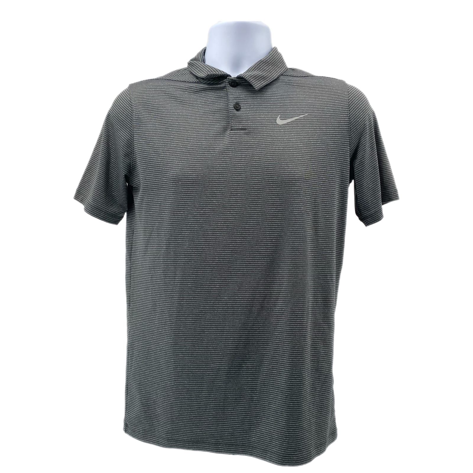 Nike Gray-Black Striped Short Sleeve Polo Shirt