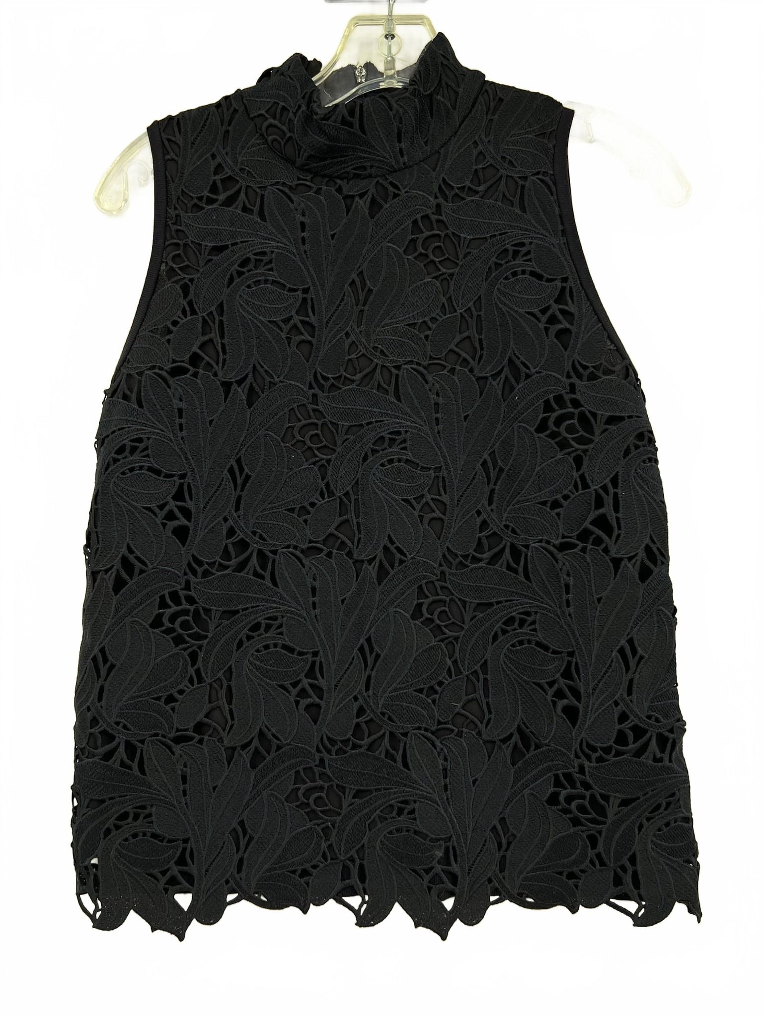 Banana Republic Blue Blouse Sleeveless Mock-Neck Floral