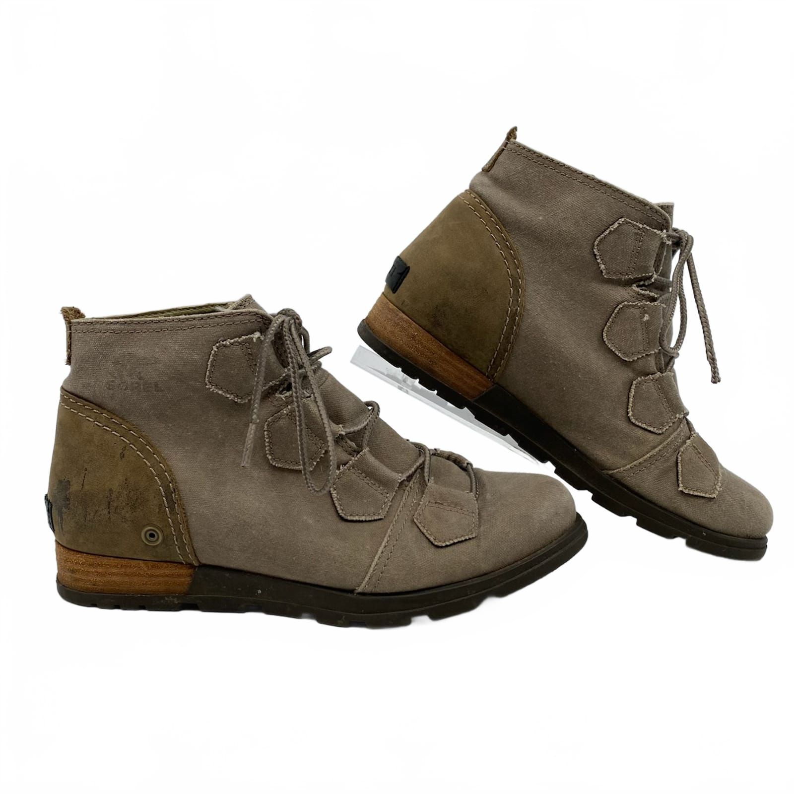 Sorel Gray Brown Lace Up Boots