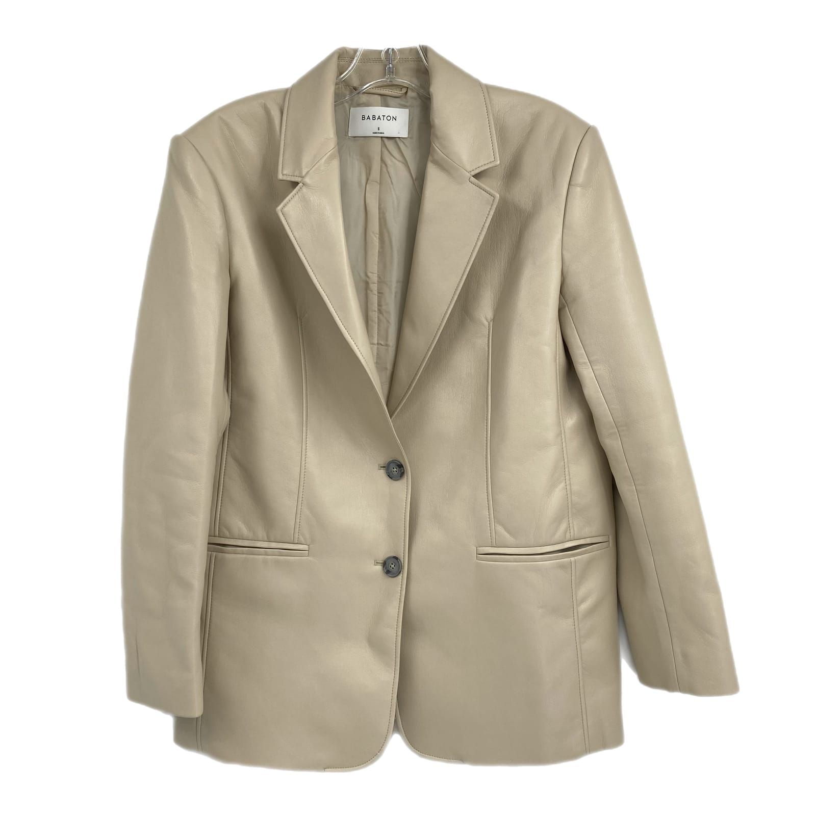 Babaton Beige Faux Leather Blazer