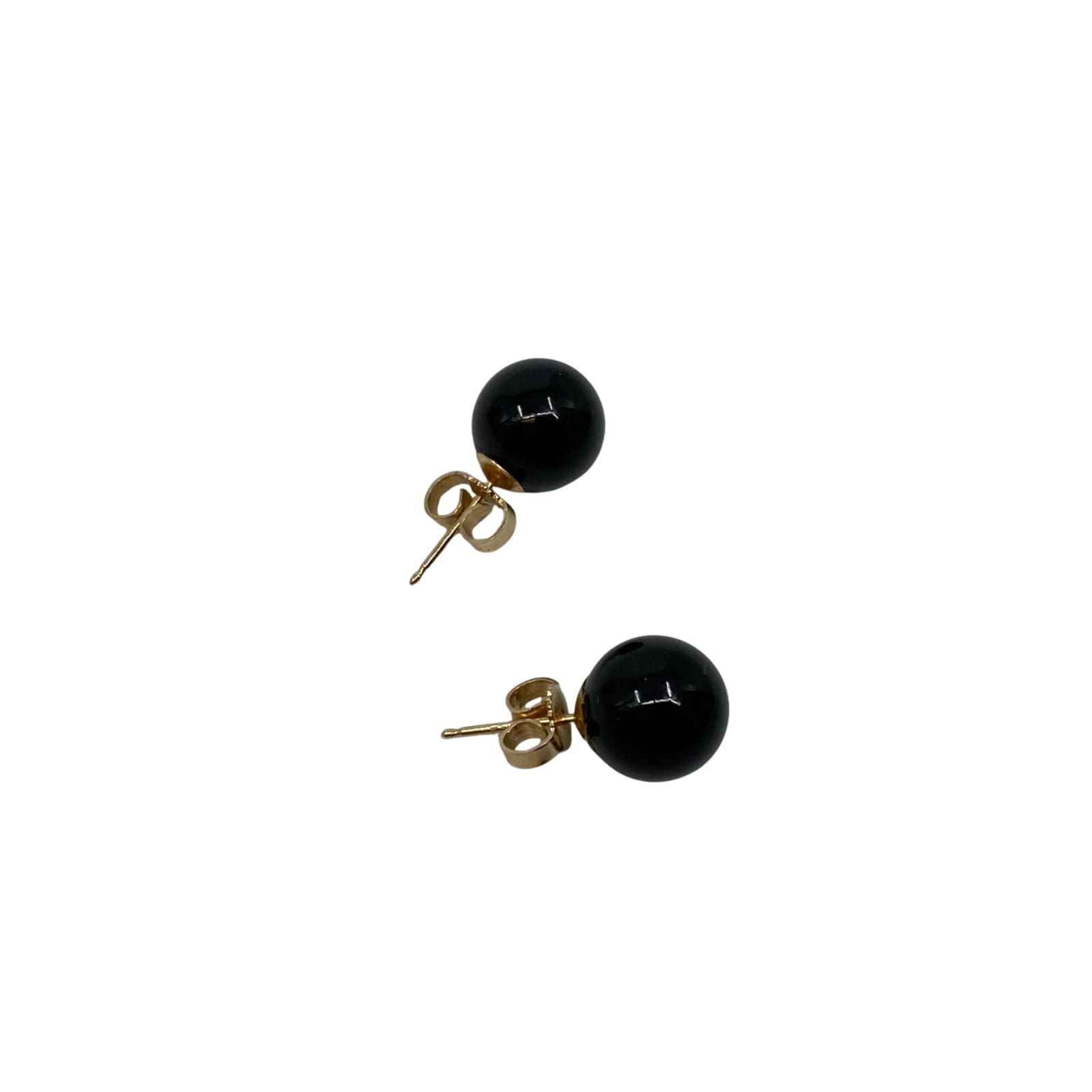 Classic Black Onyx Round Stud Earrings