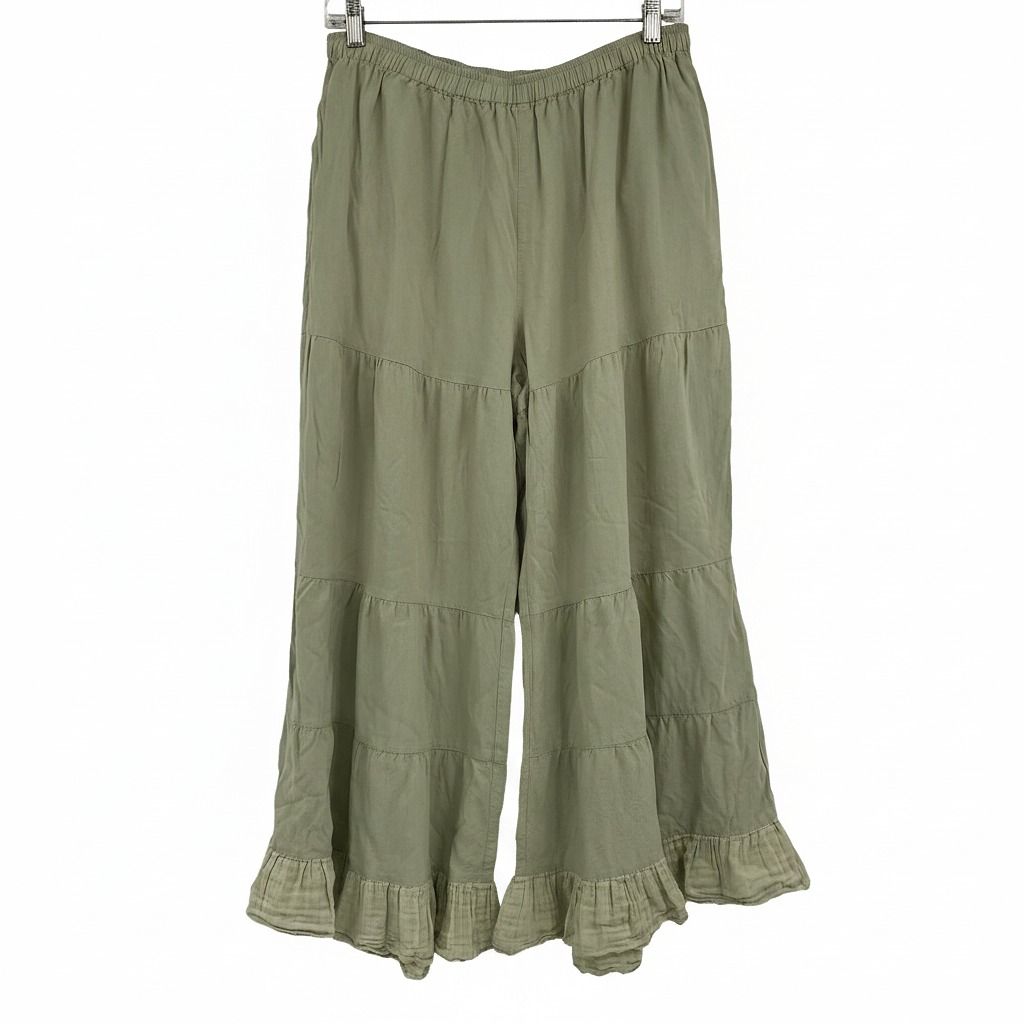 April Cornell Green Tiered Wide Leg Pants