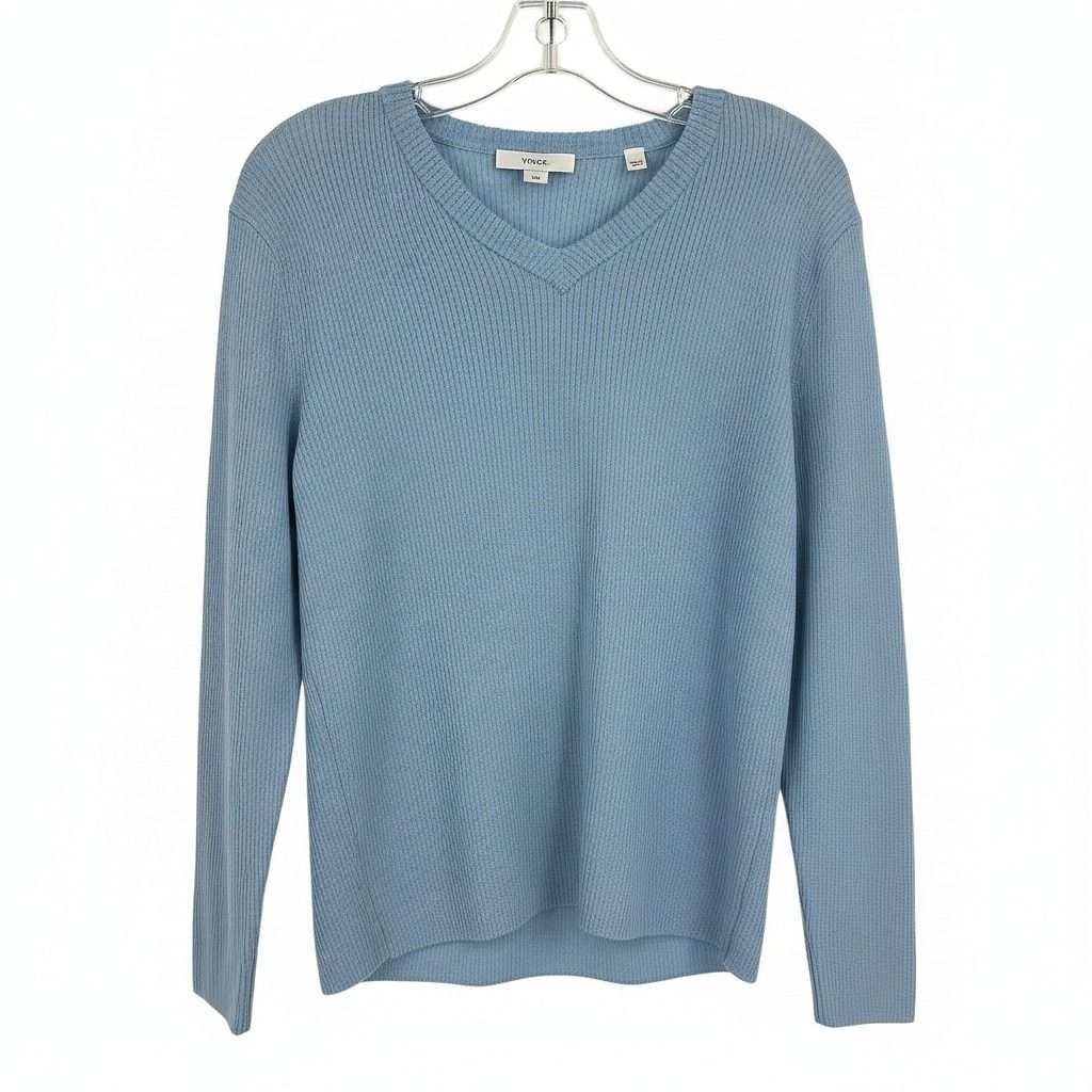 Vince Blue Silk Cashmere V-Neck Knit Top