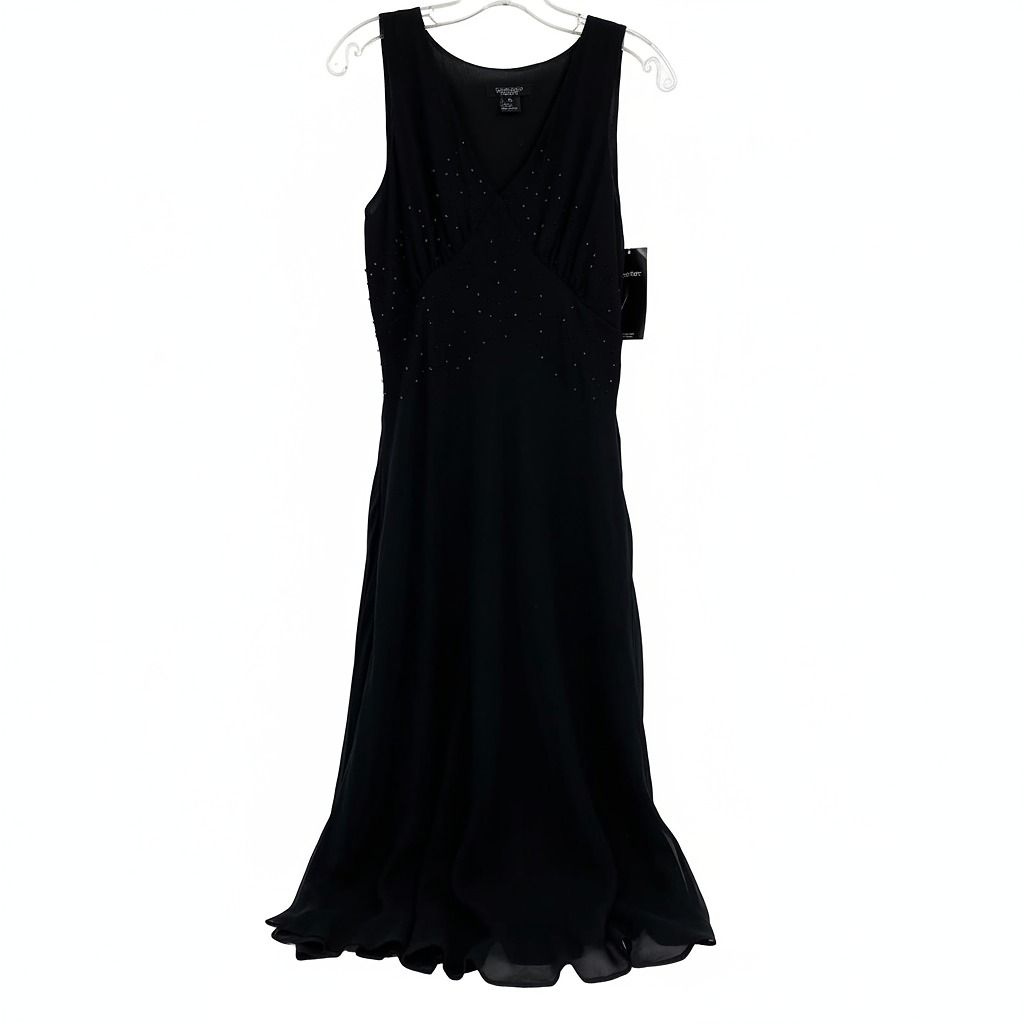 Karen Kane Black Midi Dress Sequin Accent Spotlight