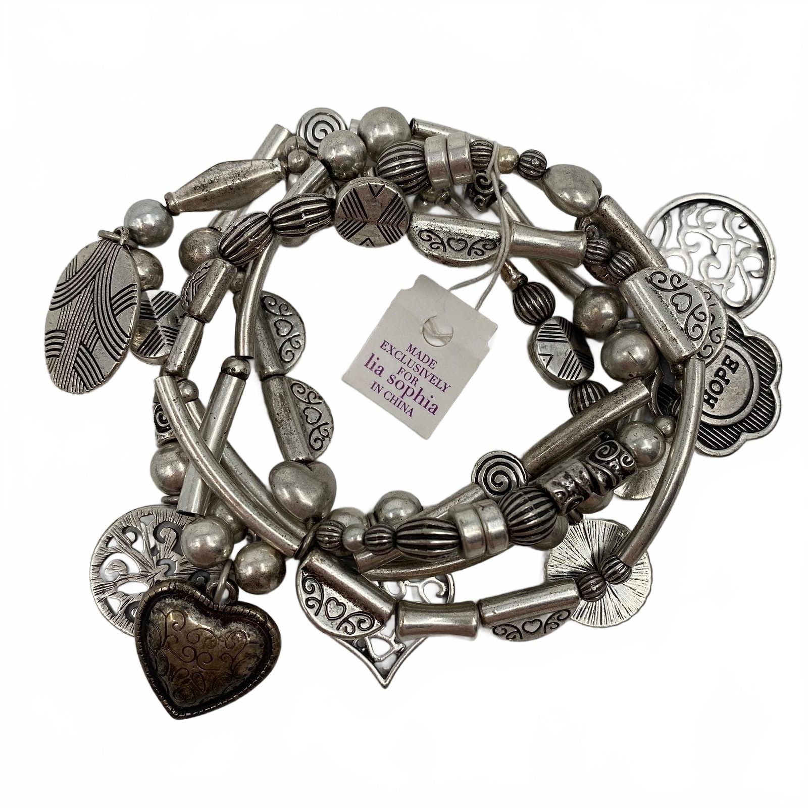 Lia Sophia Silver Layered Charm Bracelet