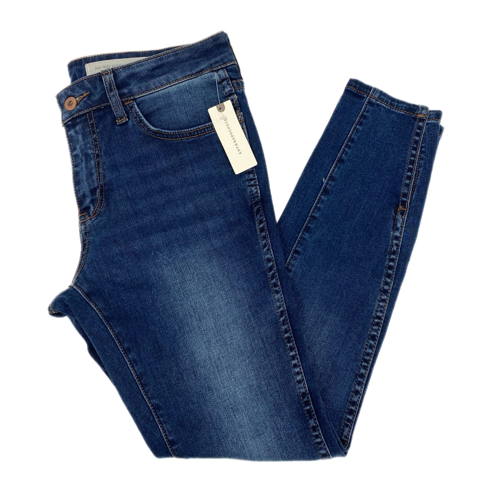 Pilcro and the Letterpress Blue Dark Wash Skinny Jeans