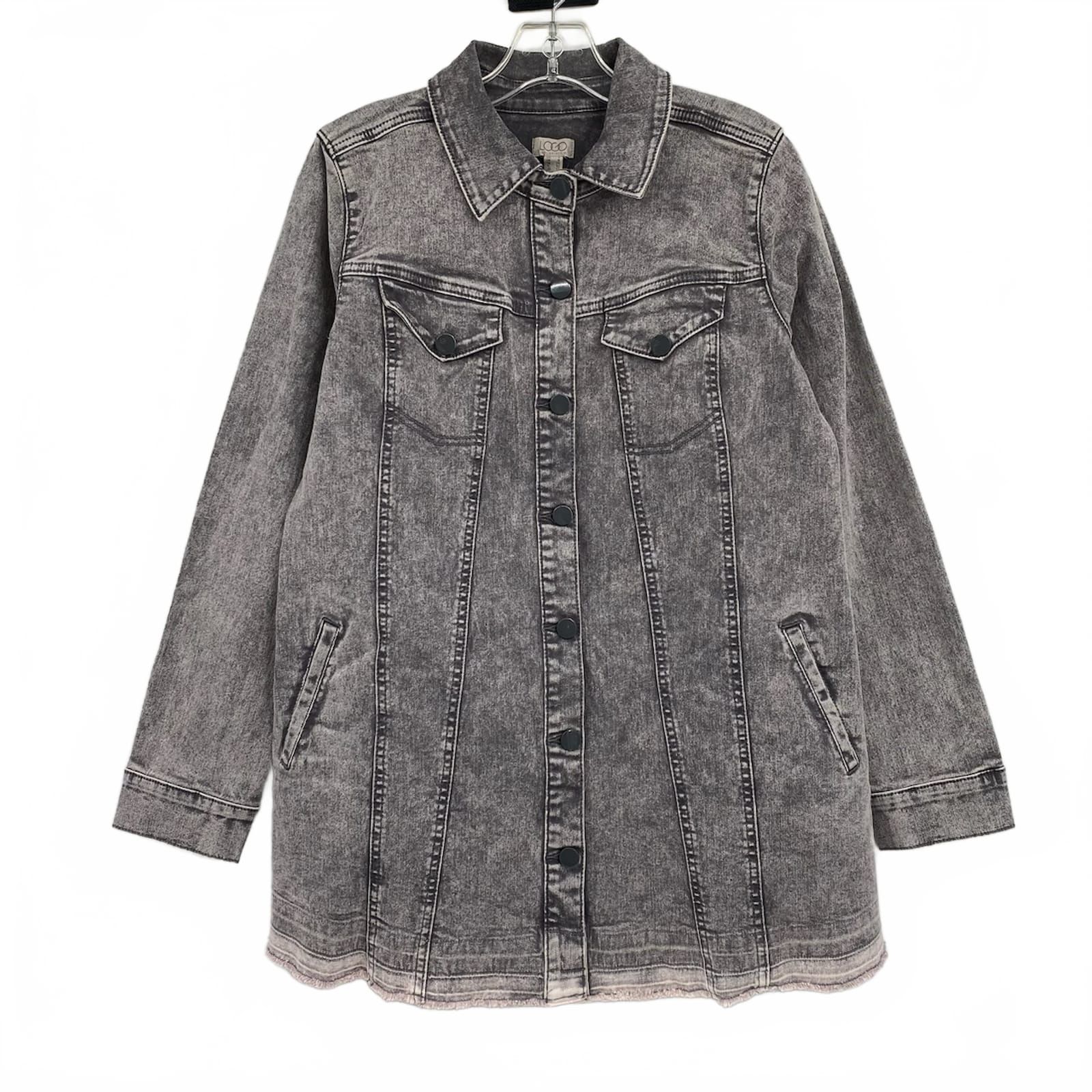 LOGO by Lori Goldstein Gray Denim Jacket