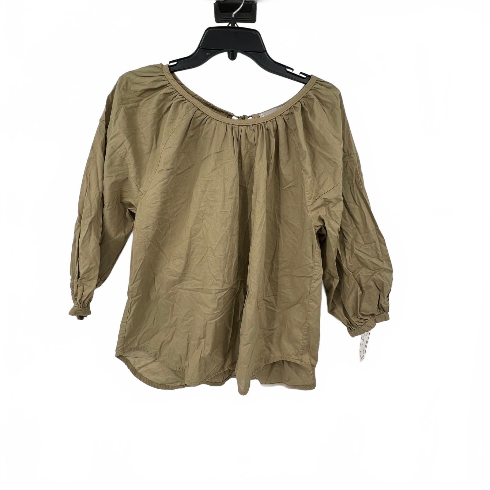 Everlane Green Cotton Round-Neck Blouse