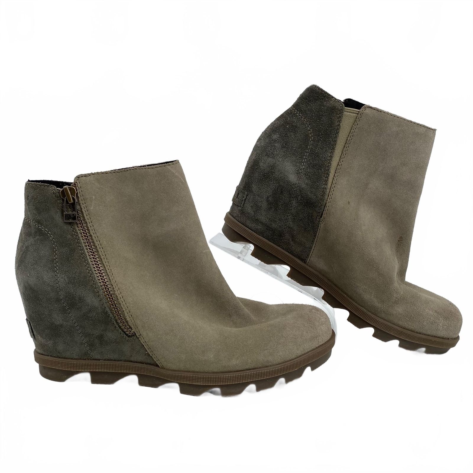 Sorel Green Suede Wedge Ankle Booties